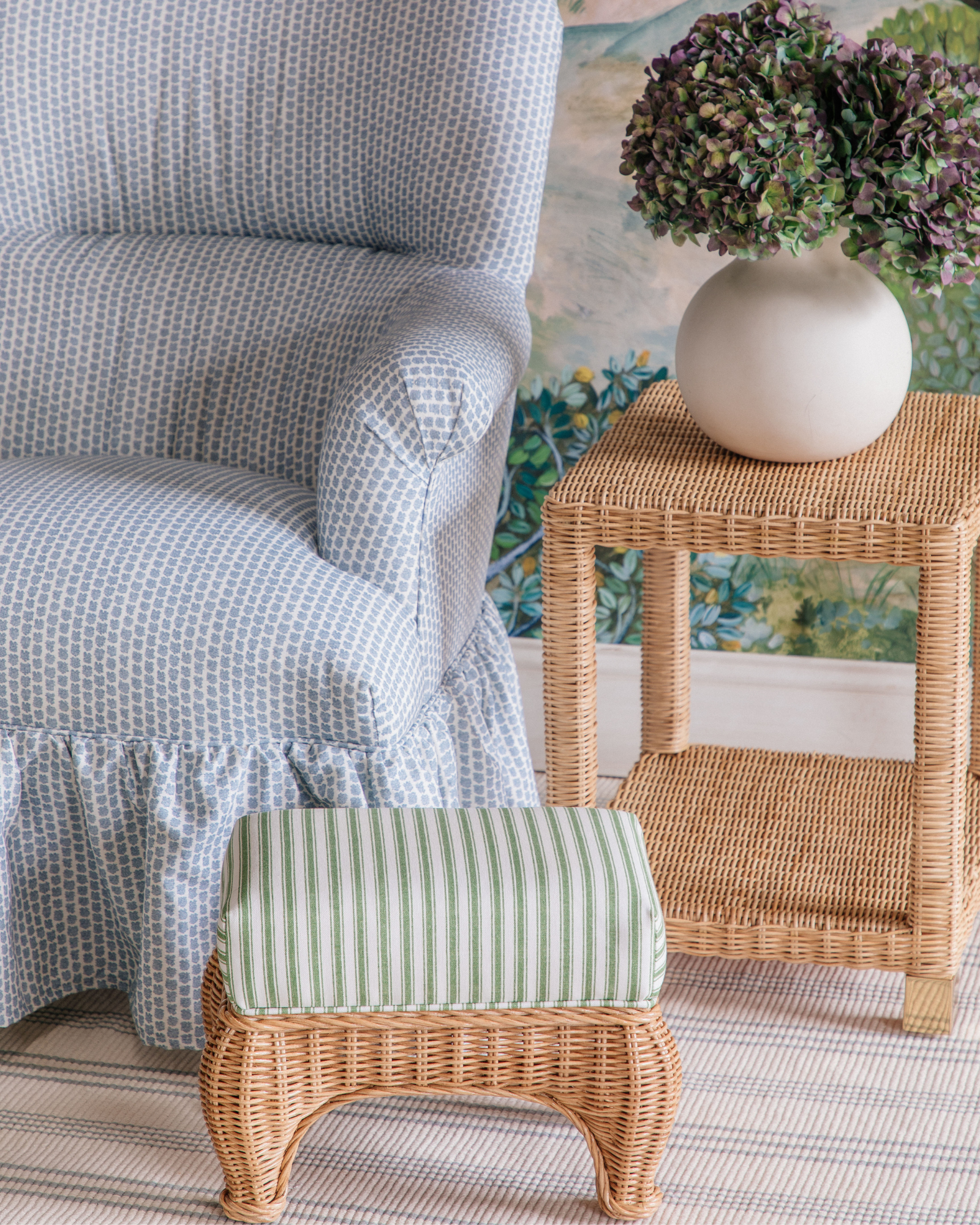 Society Social Signature Performance Ticking Stripe Green - Fabric by the Yard