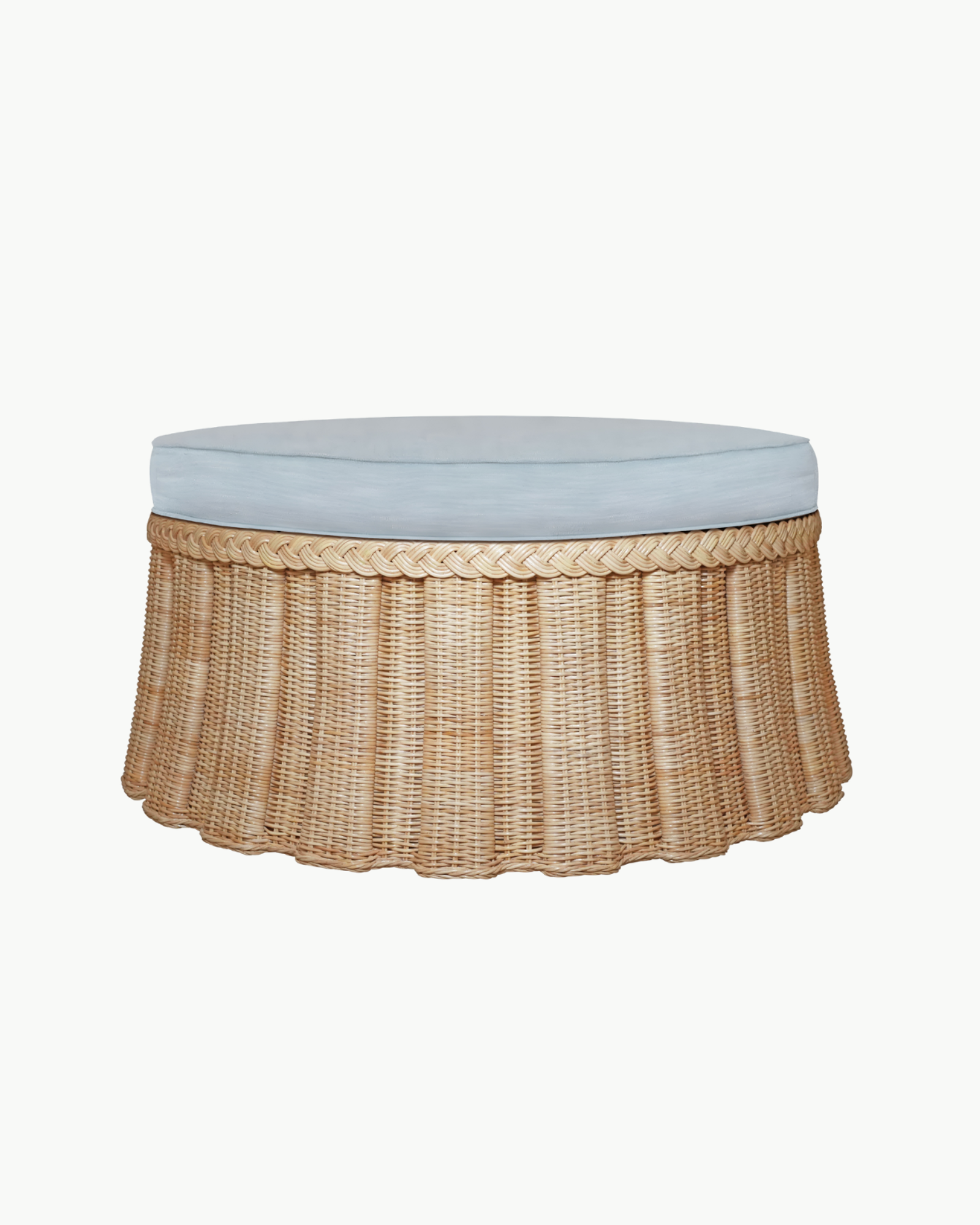 Pleated Wicker Ottoman - Round 36"