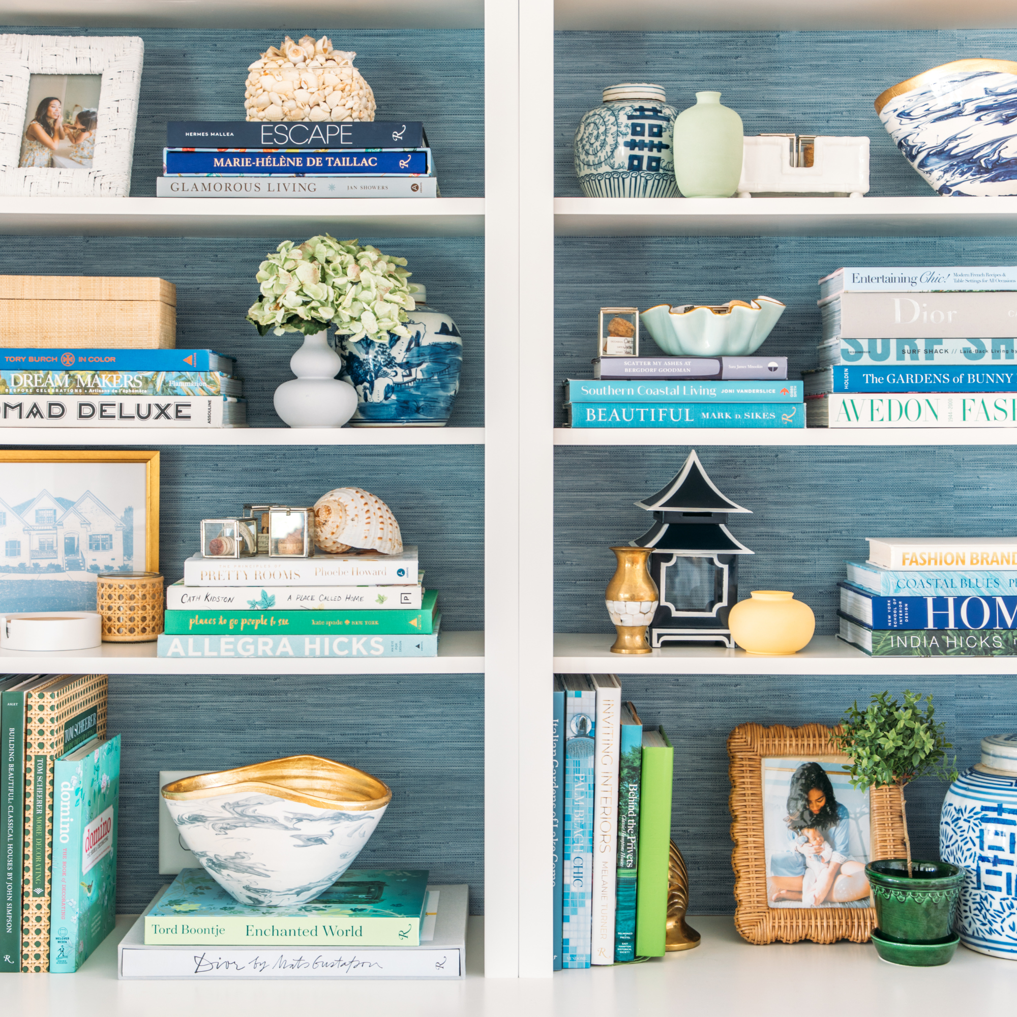 Mineral Blue Faux Grasscloth Peel and Stick Wallpaper