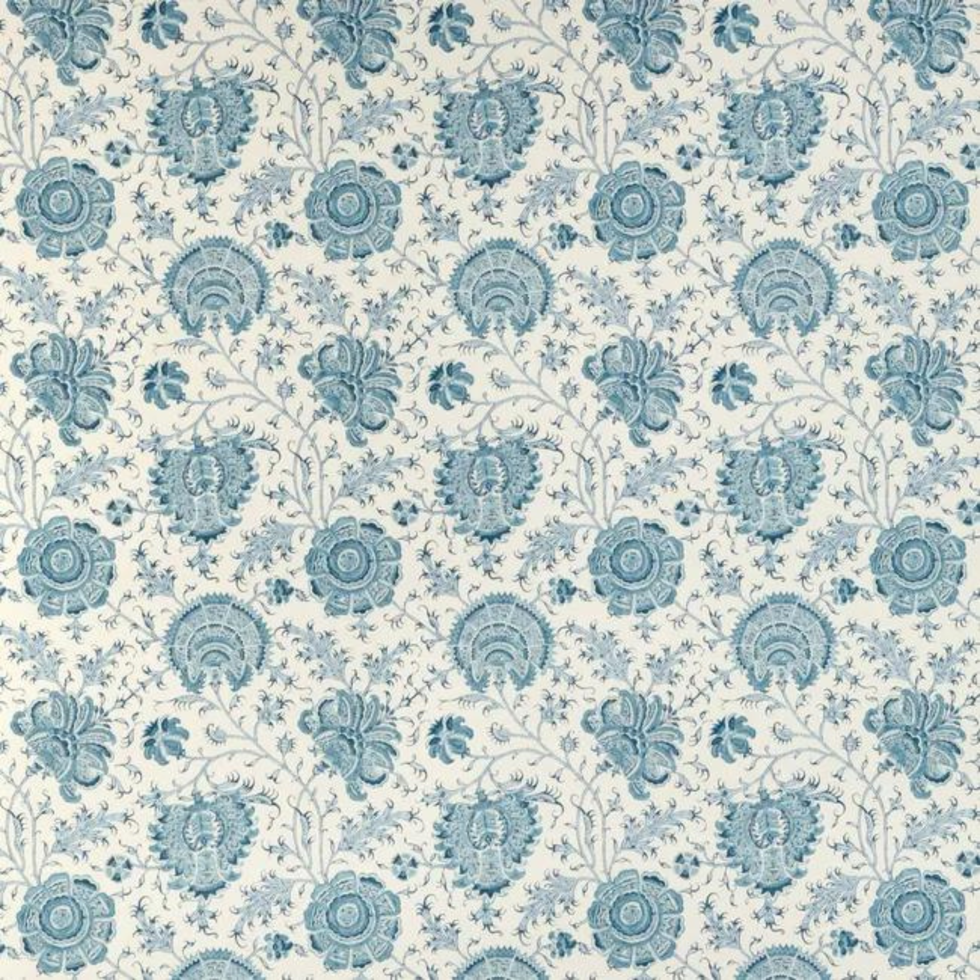 Indiennes Floral in Delft Wallpaper