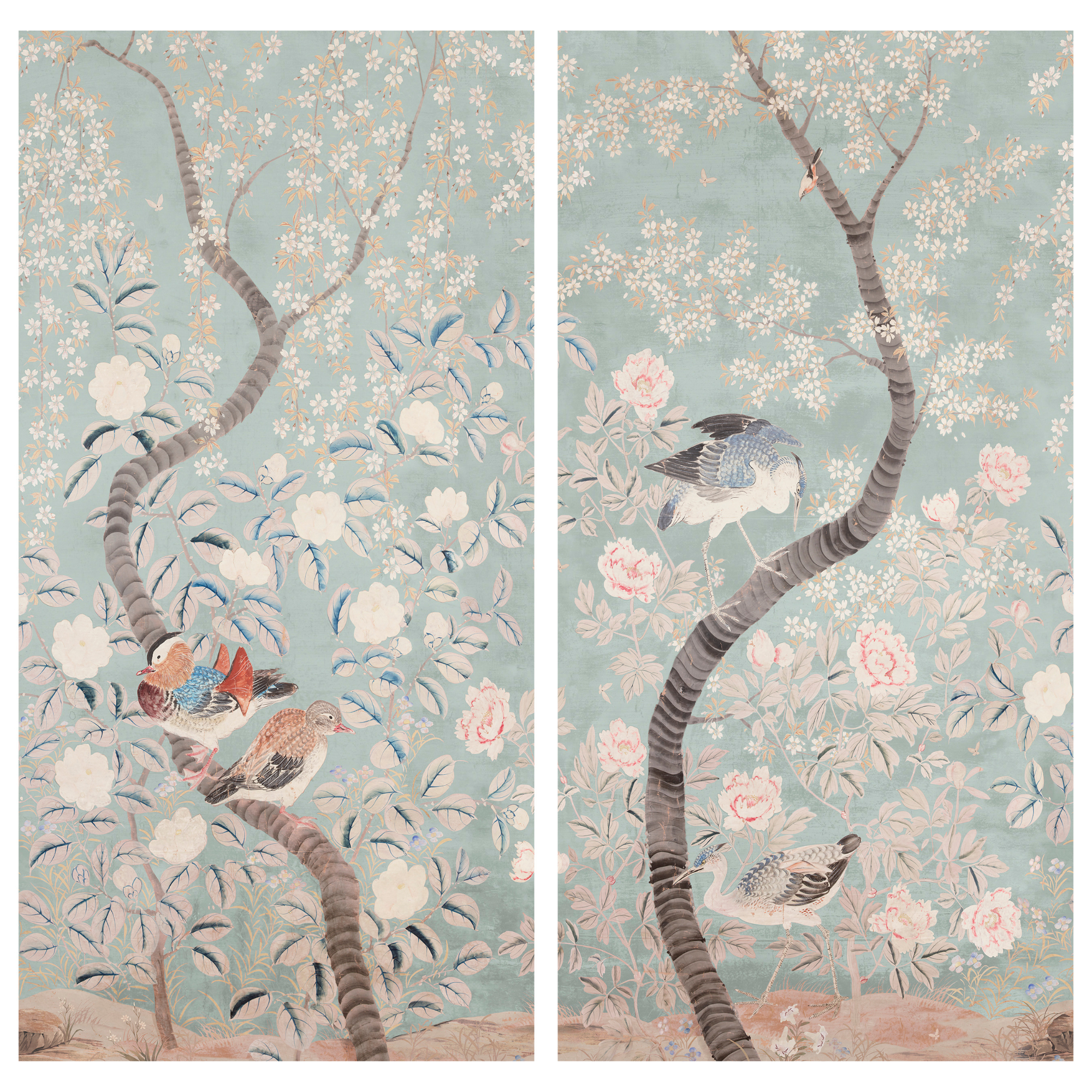 Fauna Chinoiserie Panels in Sky