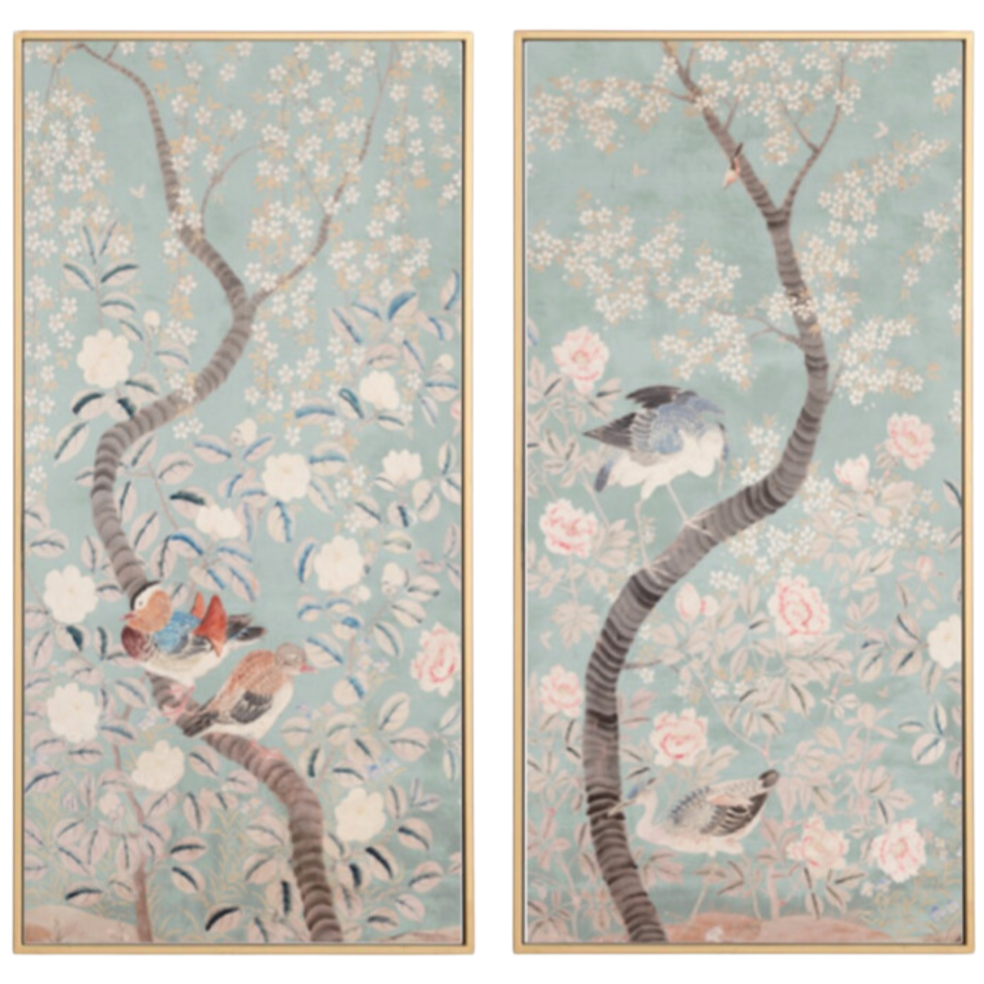 Fauna Chinoiserie Panels in Sky