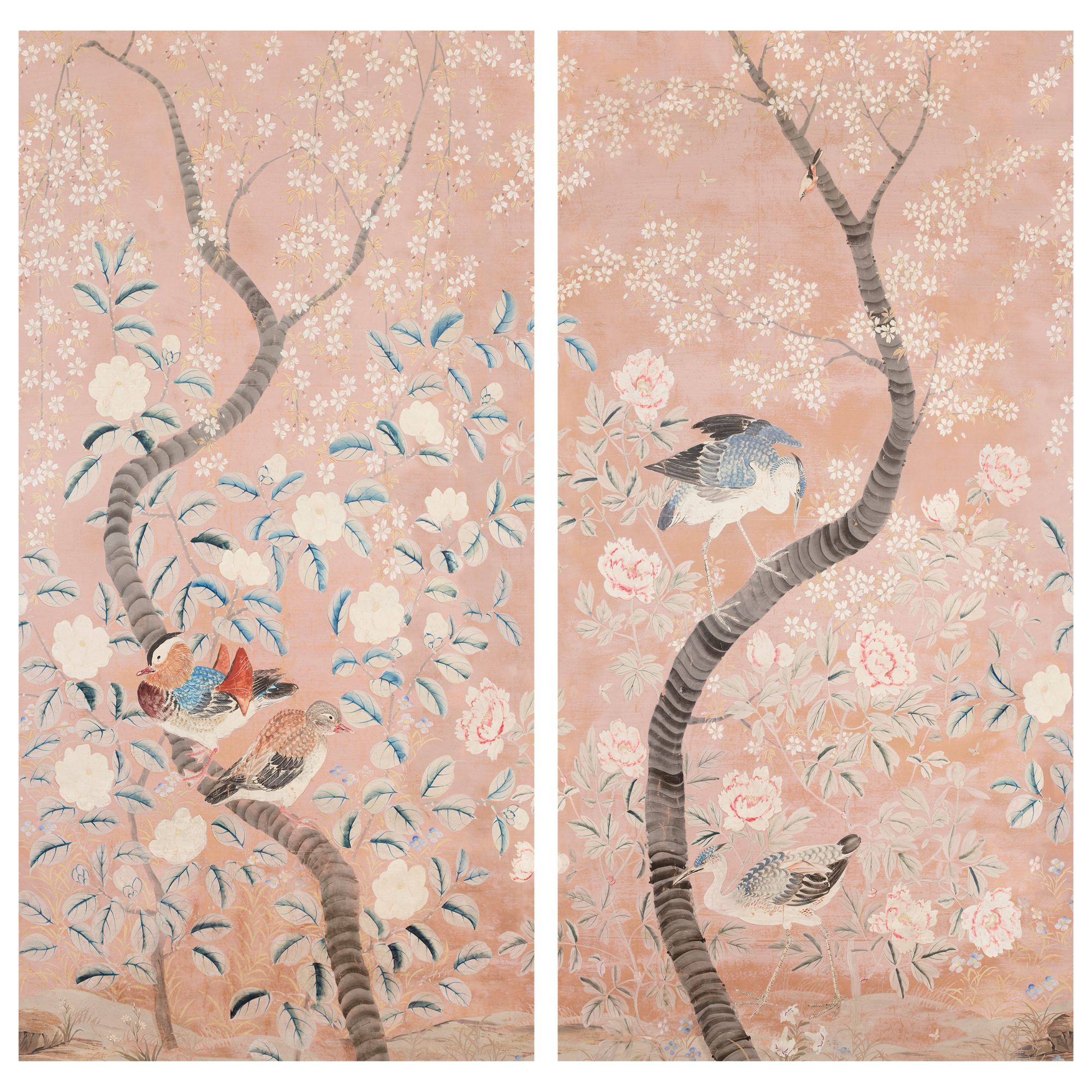 Fauna Chinoiserie Panels in Blush