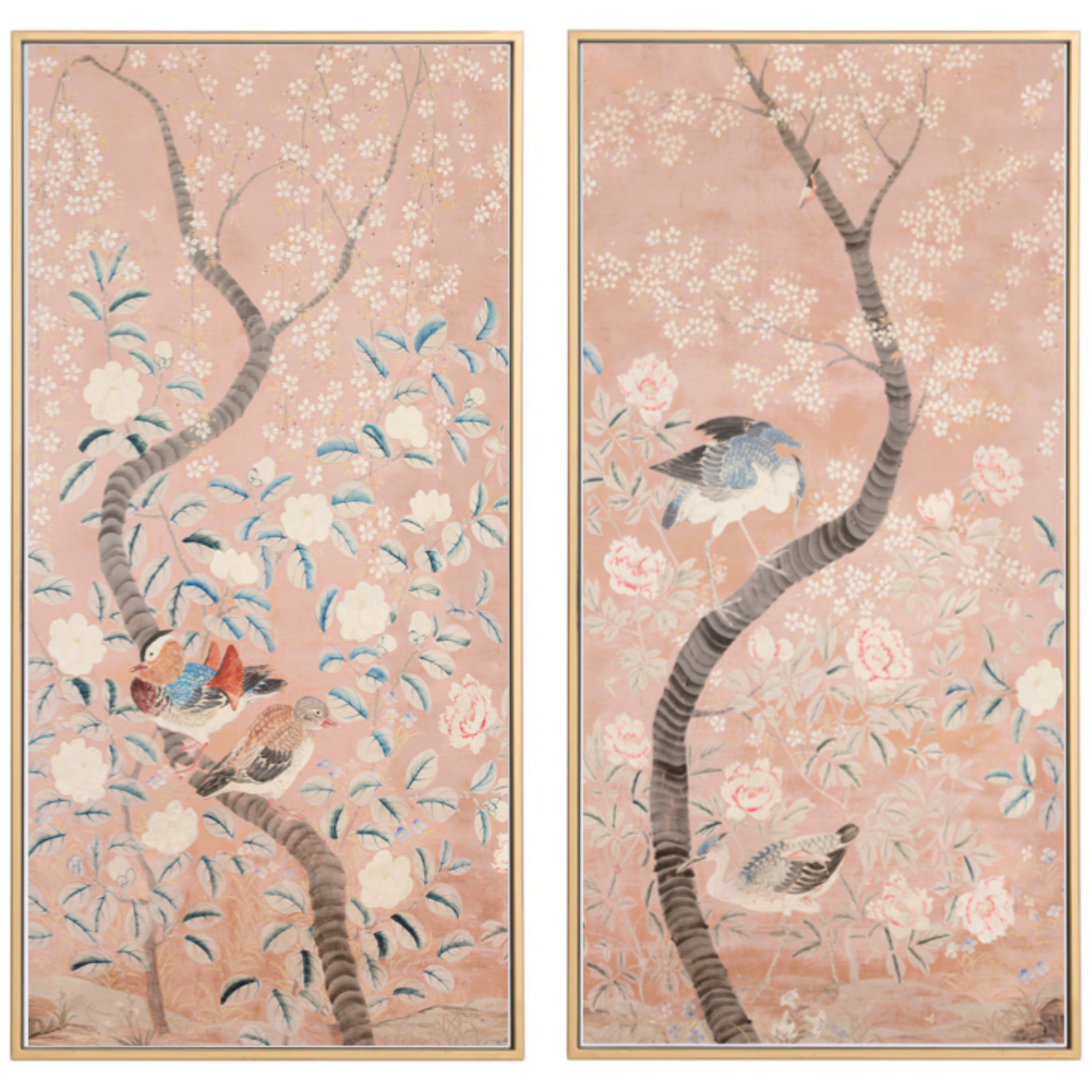 Fauna Chinoiserie Panels in Blush