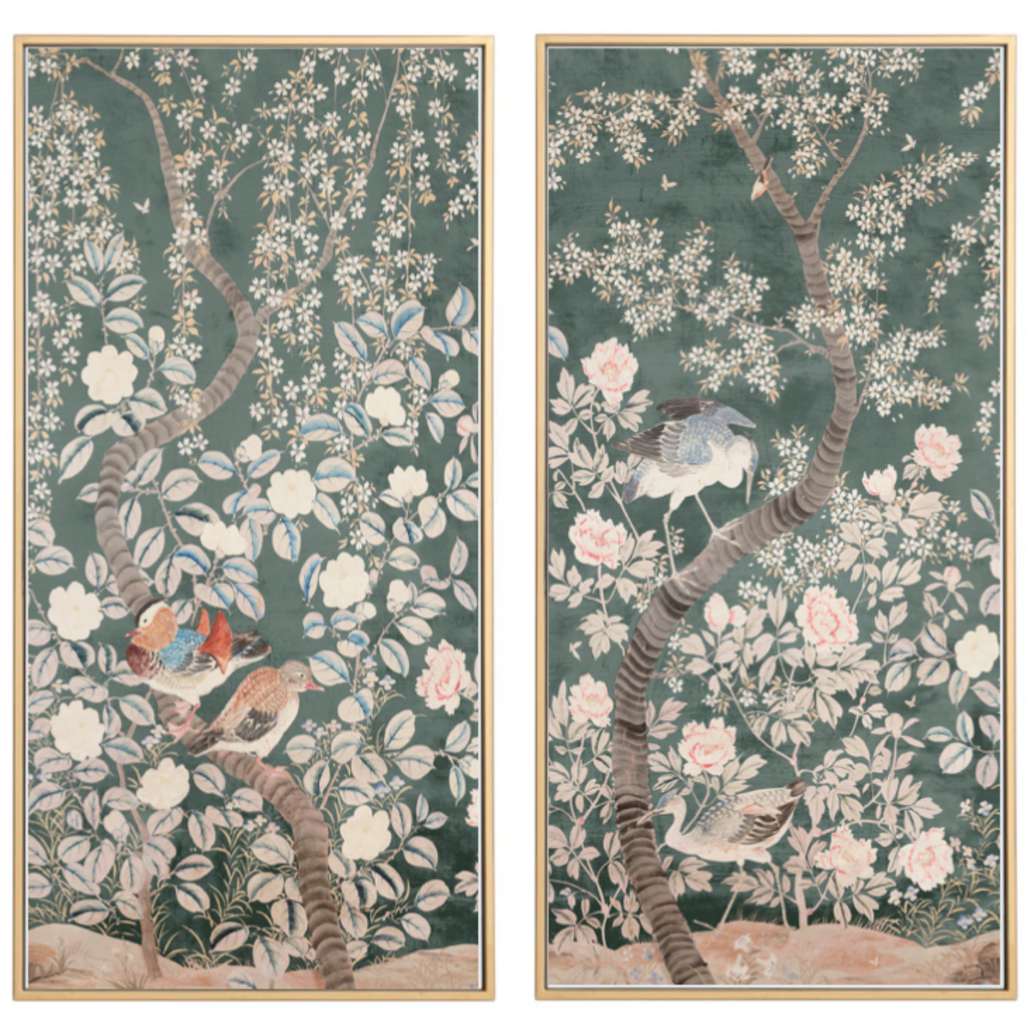 Fauna Chinoiserie Panels in Petrol