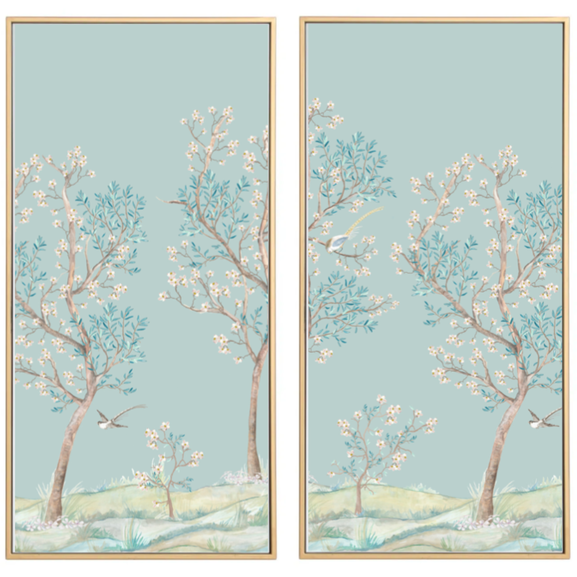 Hillside Chinoiserie Panels in Blue