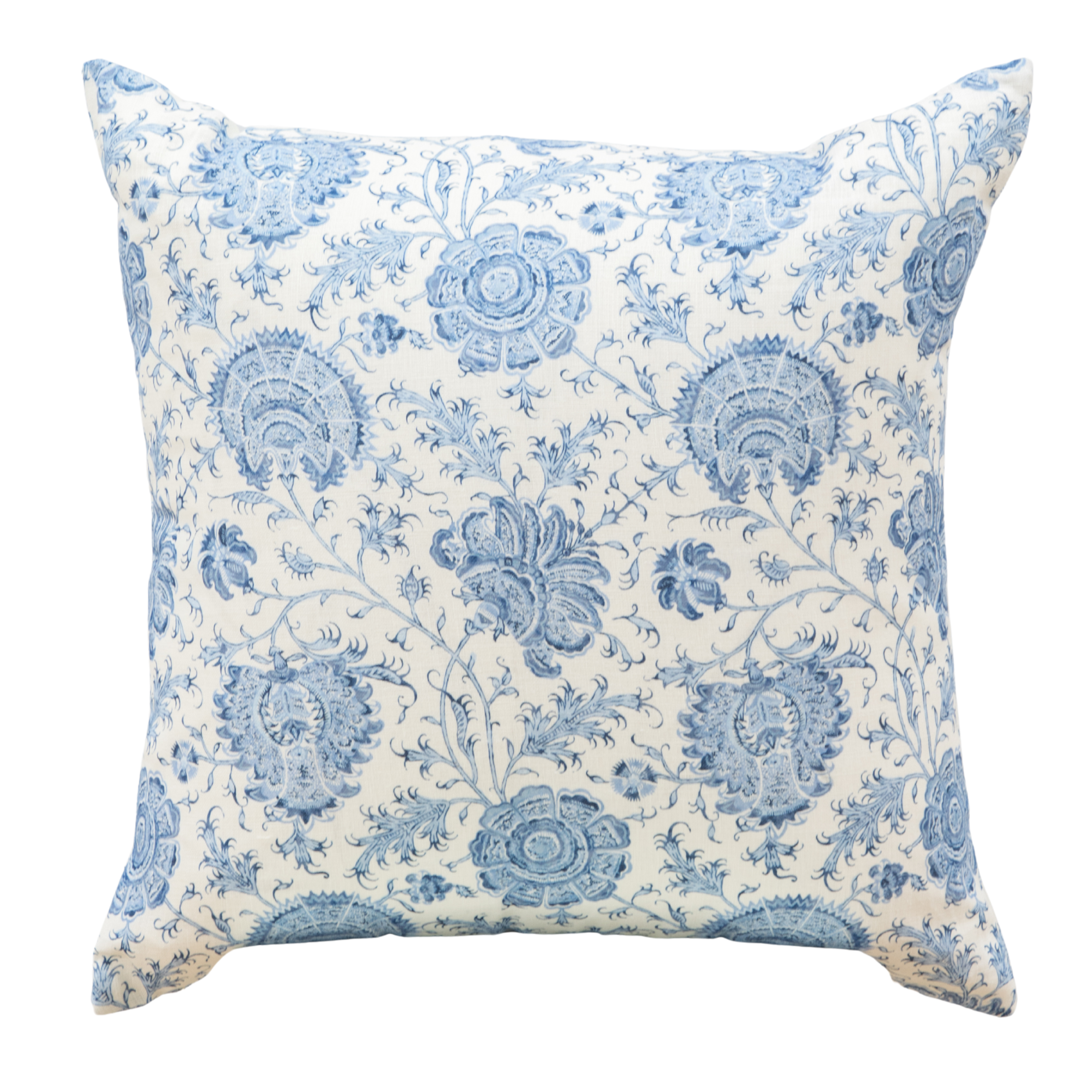 20" x 20" Indiennes Floral in Delft Pillow