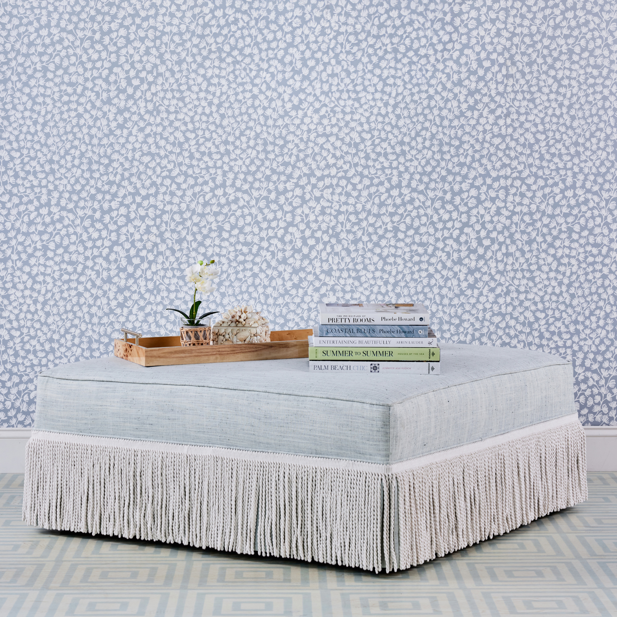 Quinn Square Ottoman - Bullion Fringe