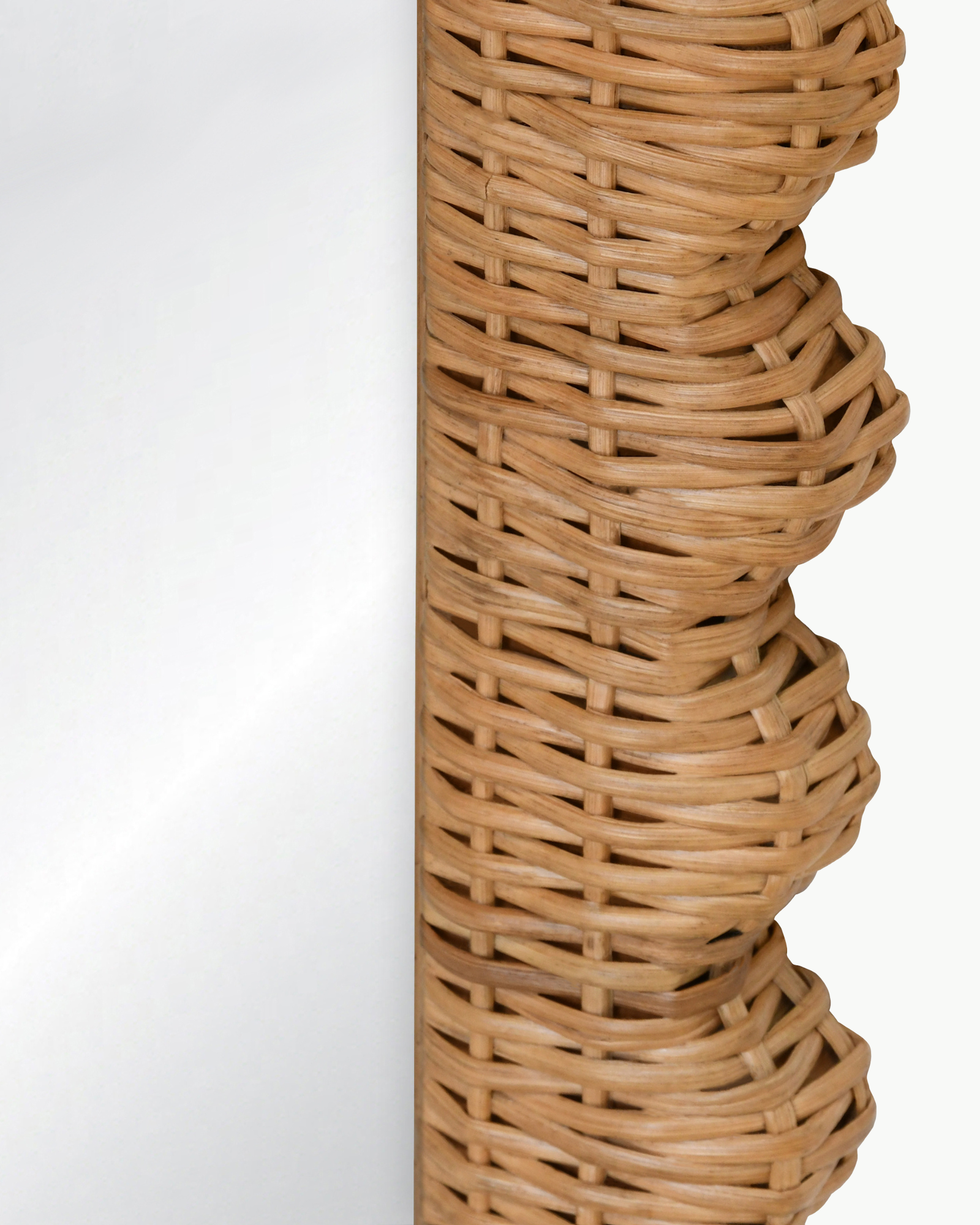 Scalloped Rattan Floor Mirror