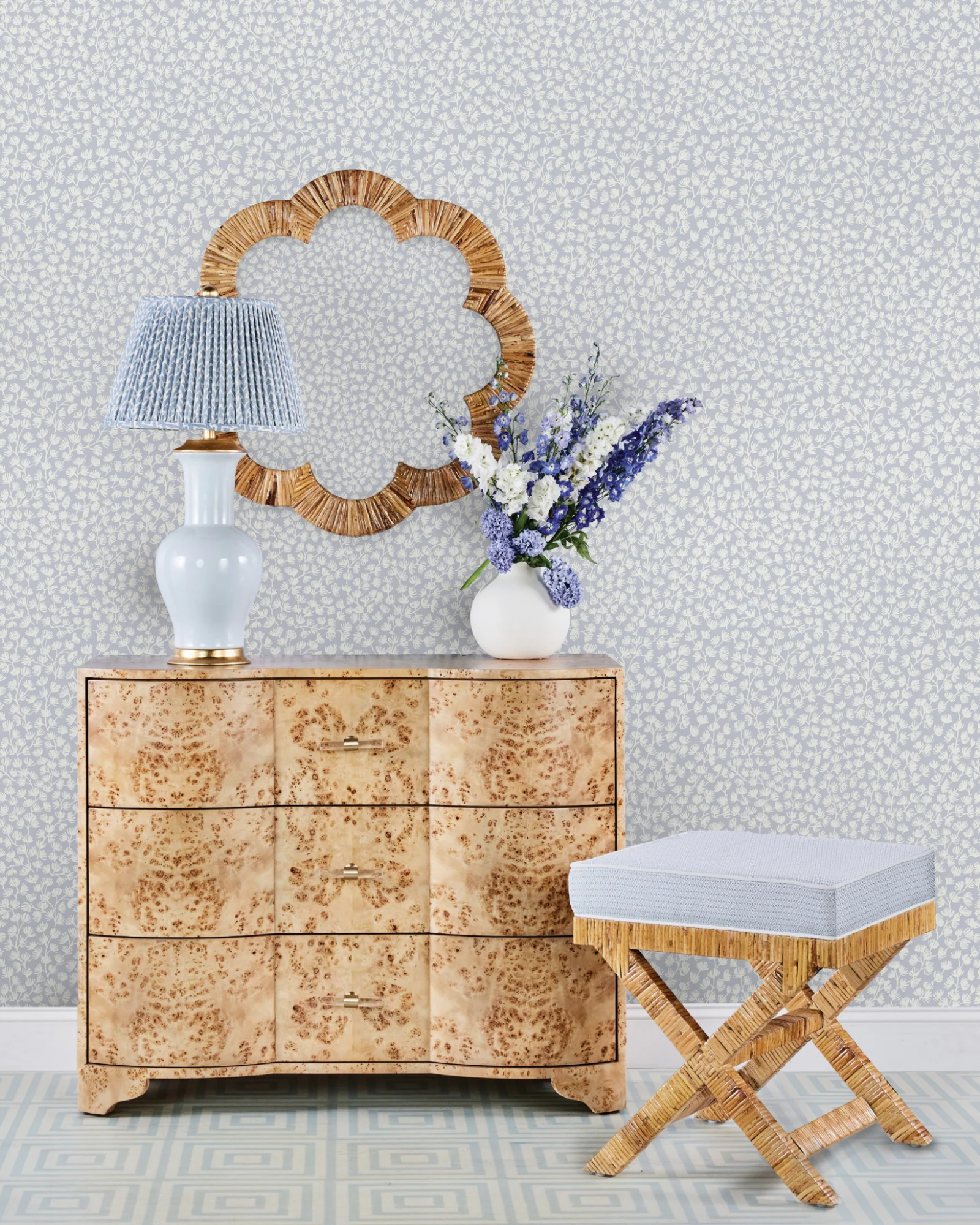 Sea Fern Blue Mist Peel and Stick Wallpaper