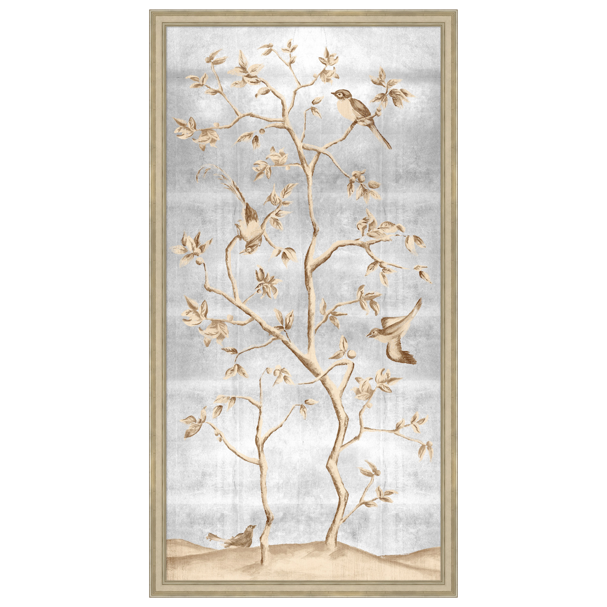 Silver Shimmer Chinoiserie Panel II