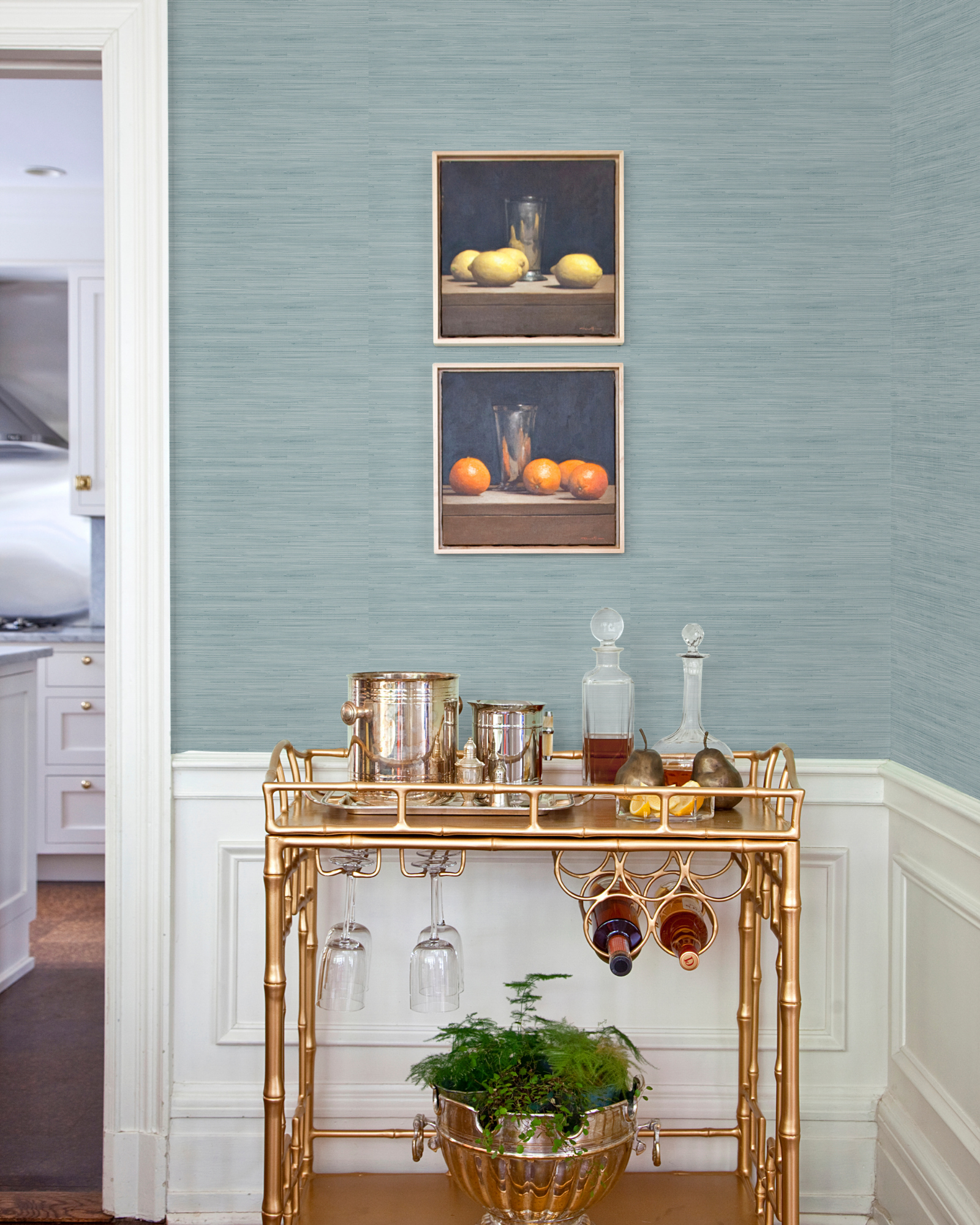 Sky Blue Faux Grasscloth Peel and Stick Wallpaper
