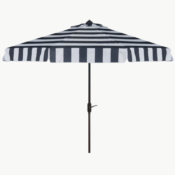 black and tan and white striped patio umbrella St. Tropez Striped Umbrella