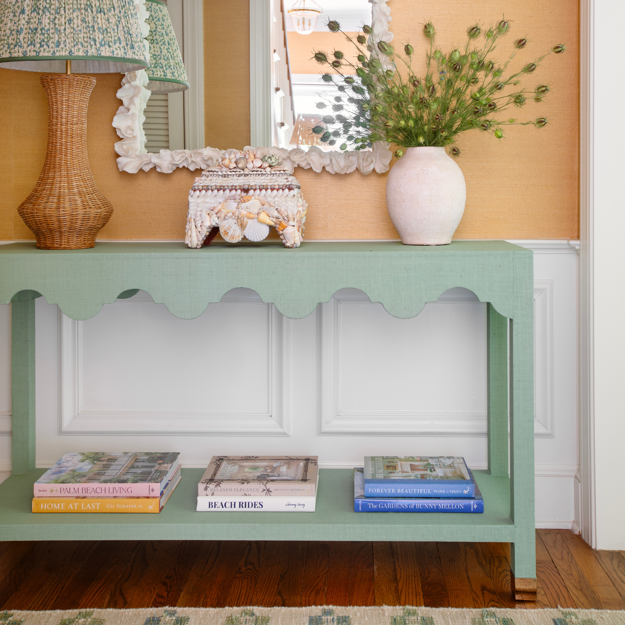 Cashiers Two-Tier Grasscloth Console