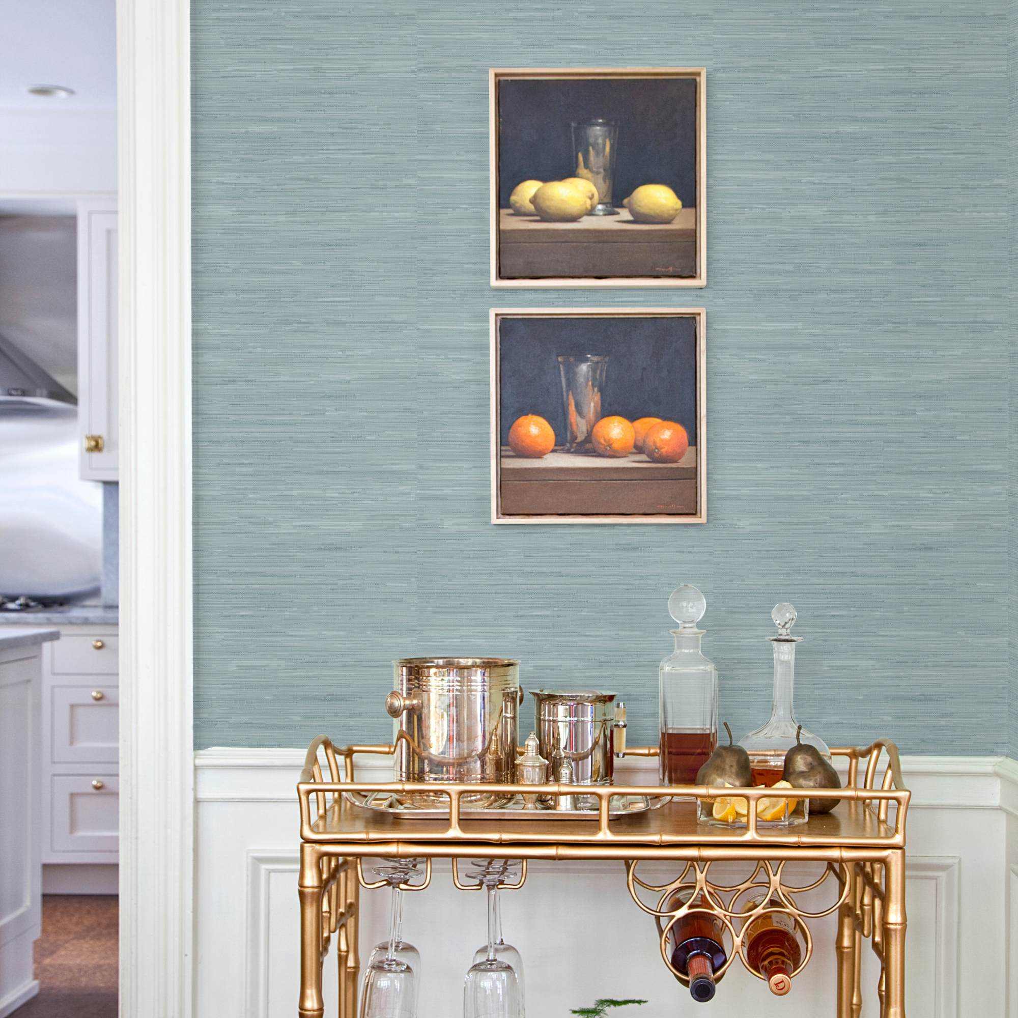 Sky Blue Faux Grasscloth Peel and Stick Wallpaper Sample