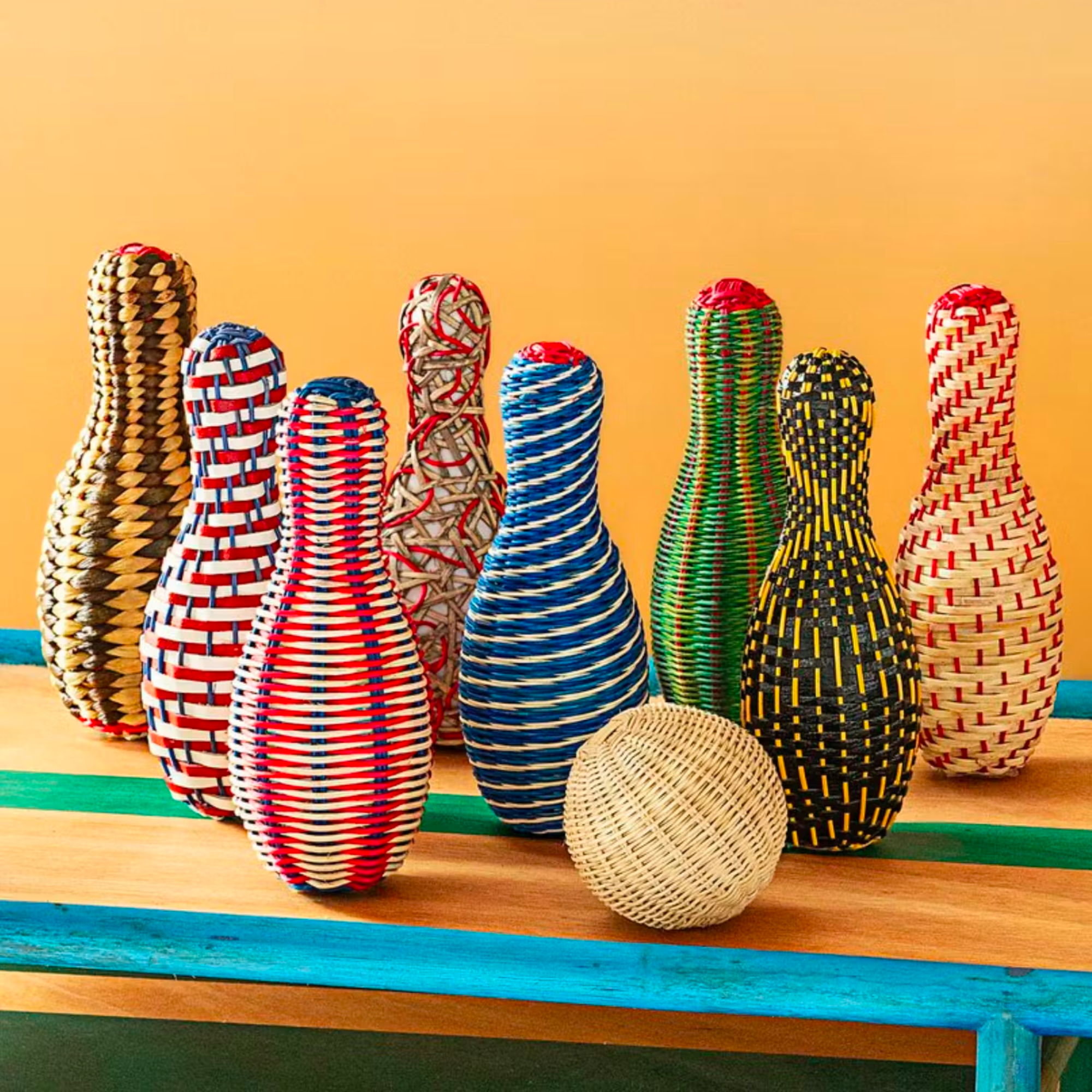 Wicker Bowling Pin Set