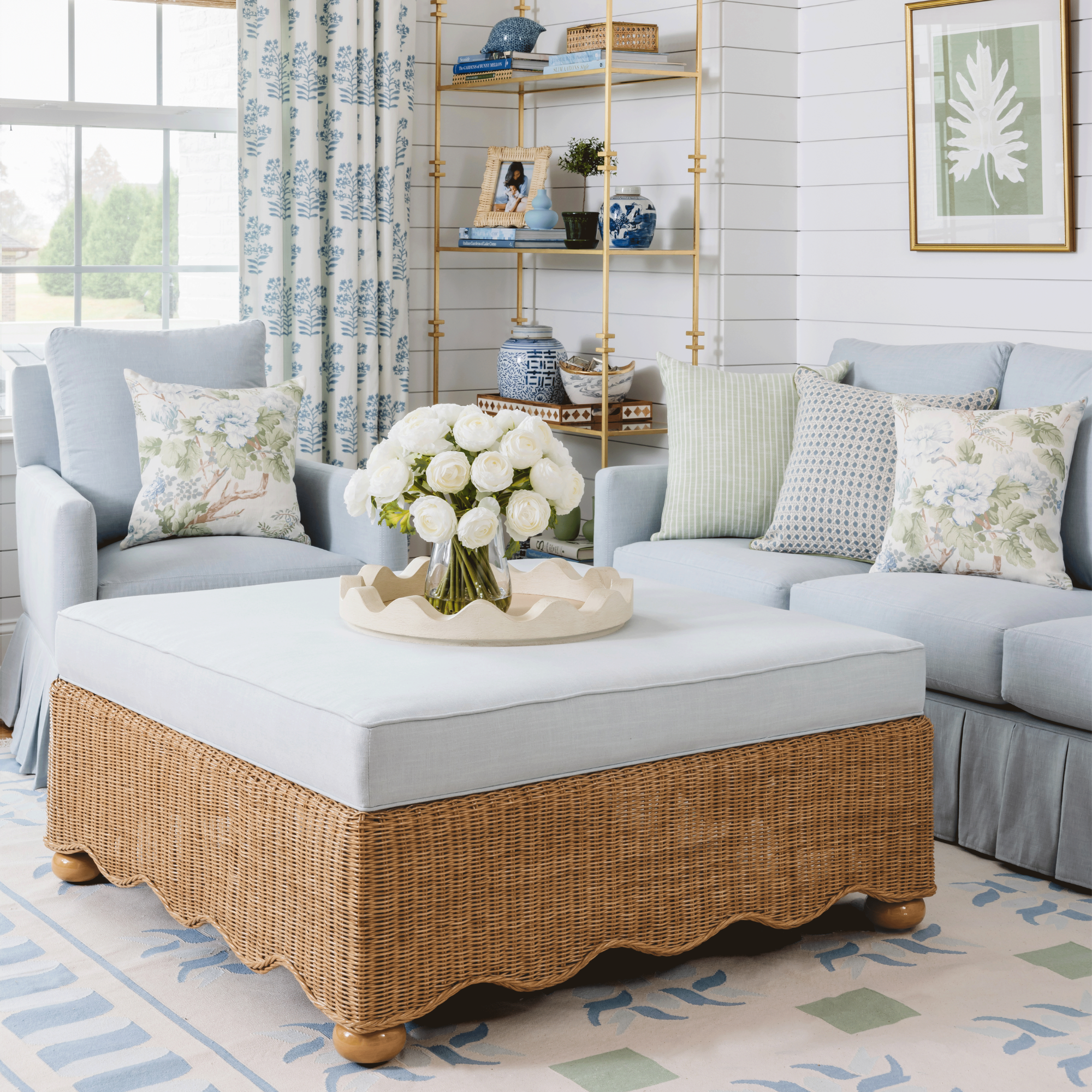 Wavy Wicker Ottoman - Square