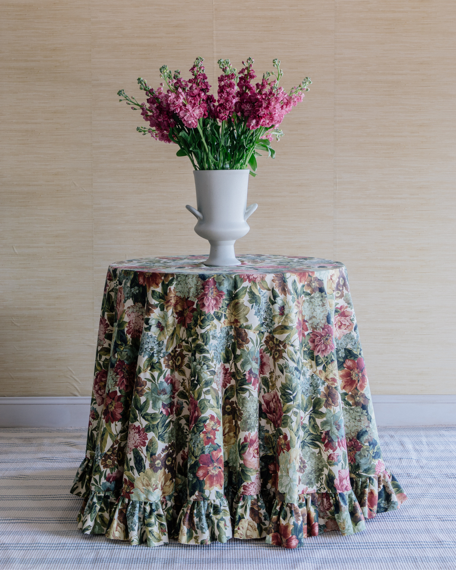 Vintage Floral Ruffle Table Skirt