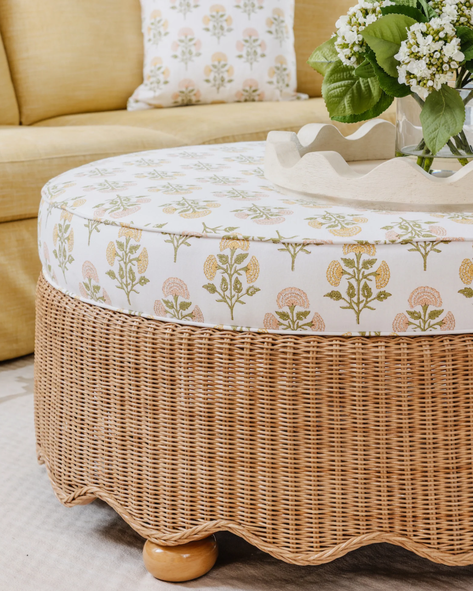 Wavy Wicker Ottoman - Round