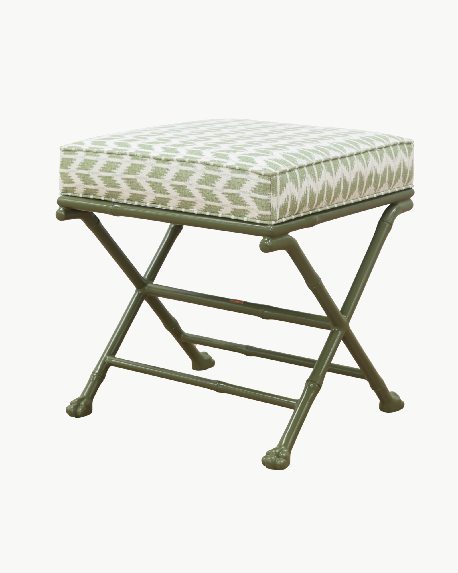 Faux Bamboo Footed X-Stool - Custom Color - Large