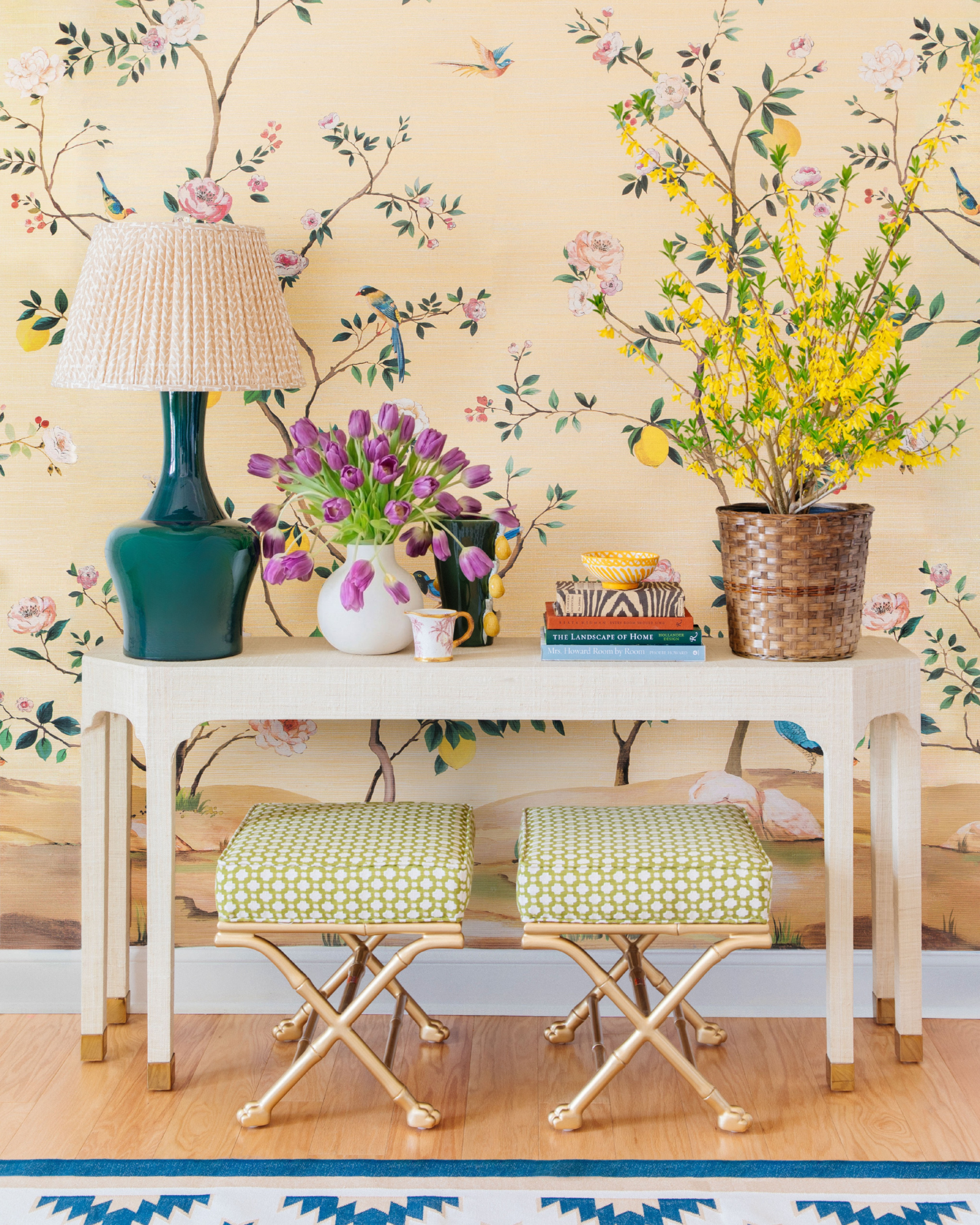 Faux Bamboo Footed X-Stool - Small