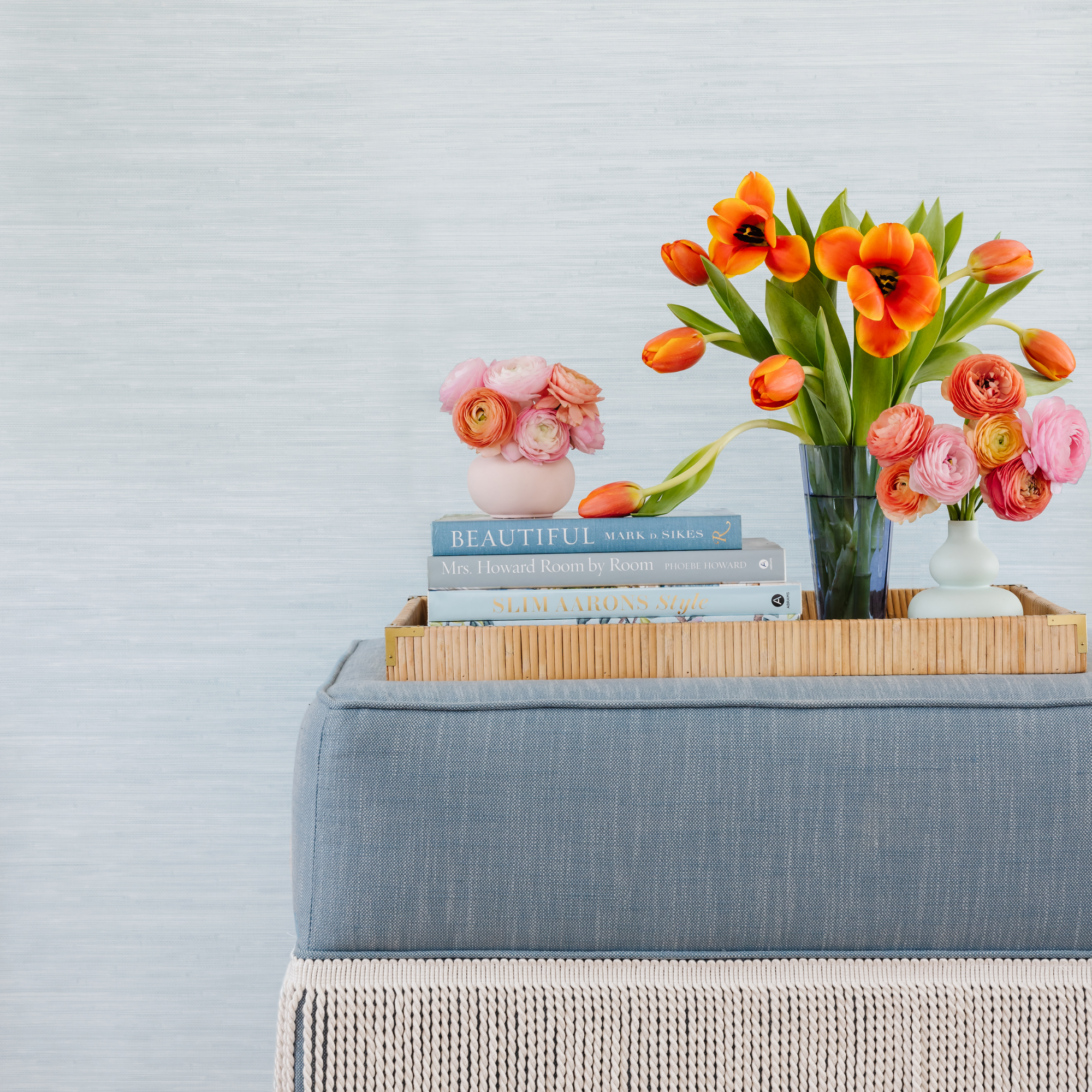 Whisper Blue Faux Grasscloth Peel and Stick Wallpaper