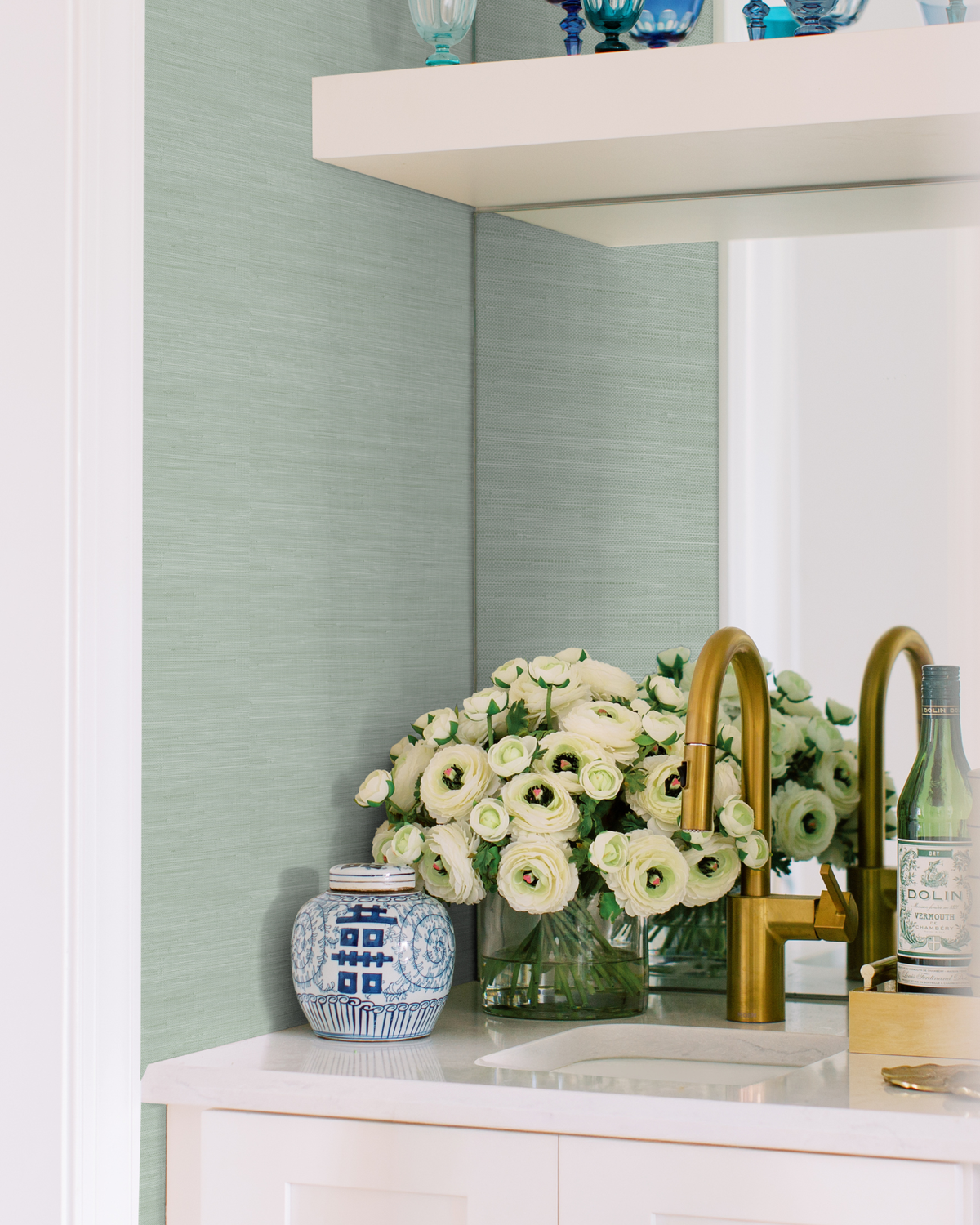 Whisper Mint Faux Grasscloth Peel and Stick Wallpaper