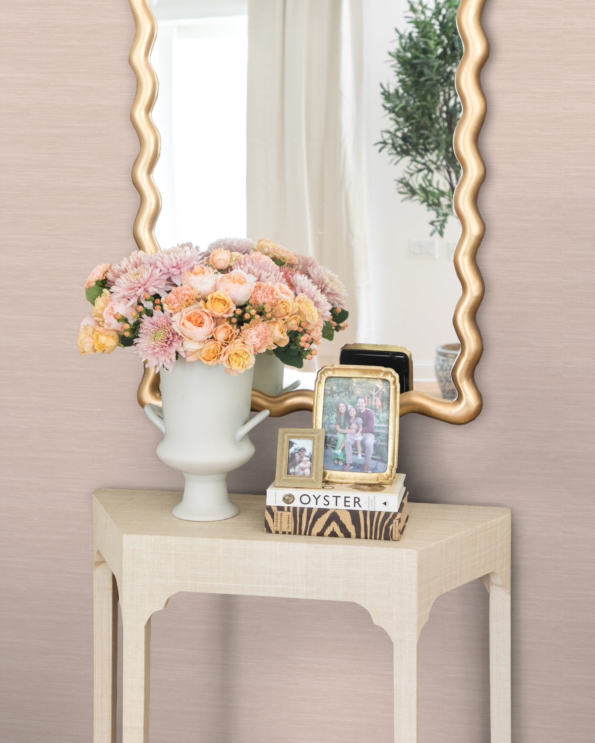 Whisper Pink Faux Grasscloth Peel and Stick Wallpaper