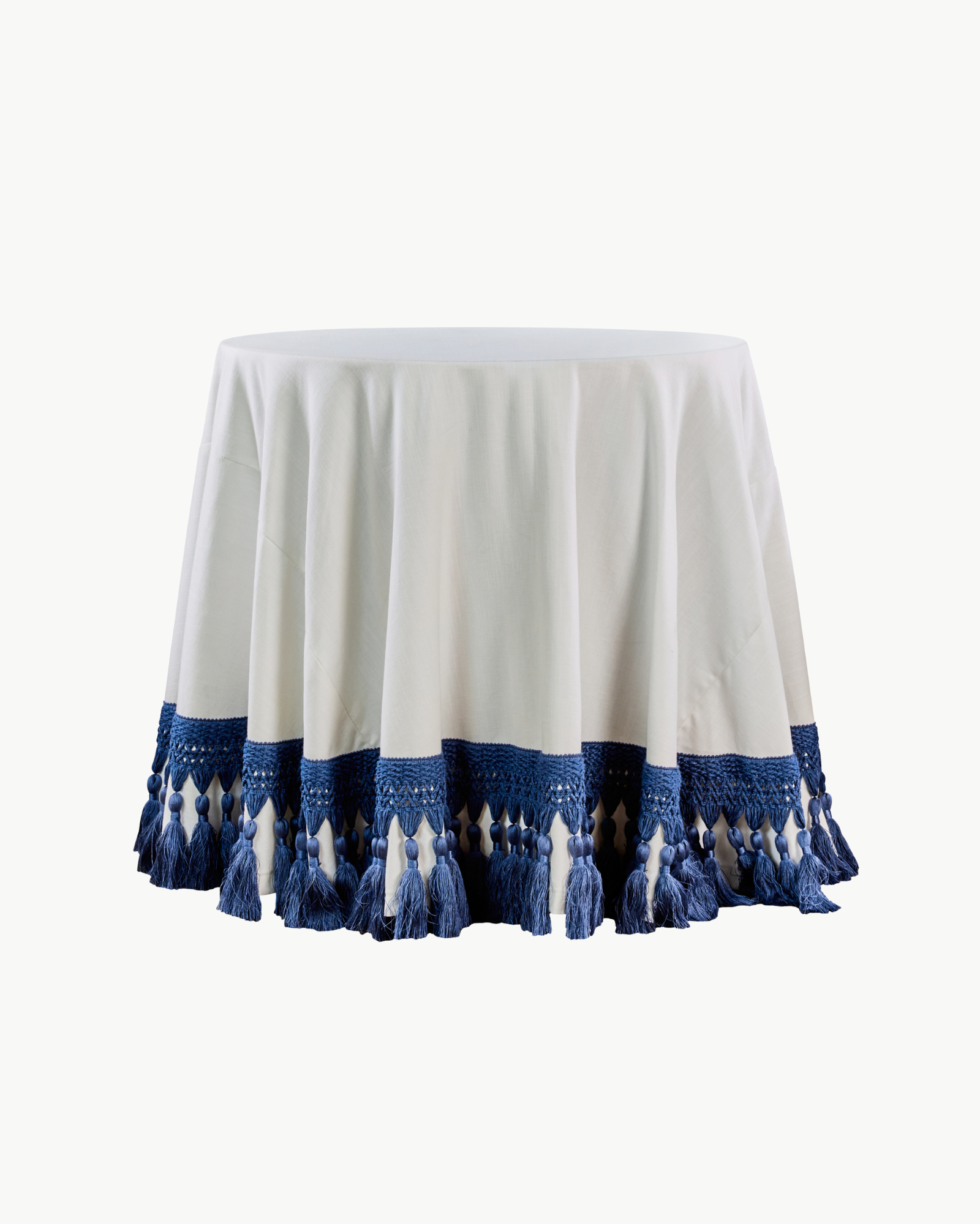 White 30" Tasseled Table Skirt