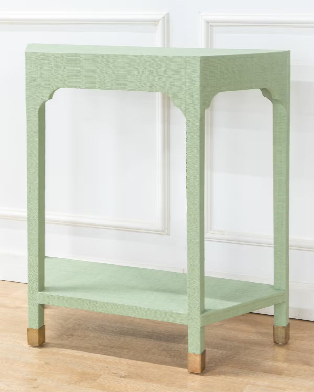 Grasscloth Demilune Table