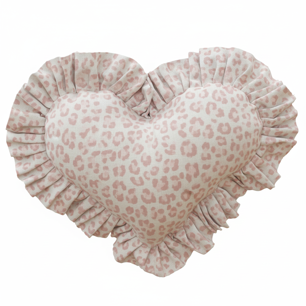 Leopard Ruffle Heart Pillow