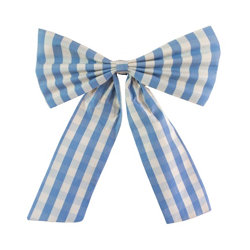 Oversized Fabric Bow - Carsten Check French Blue