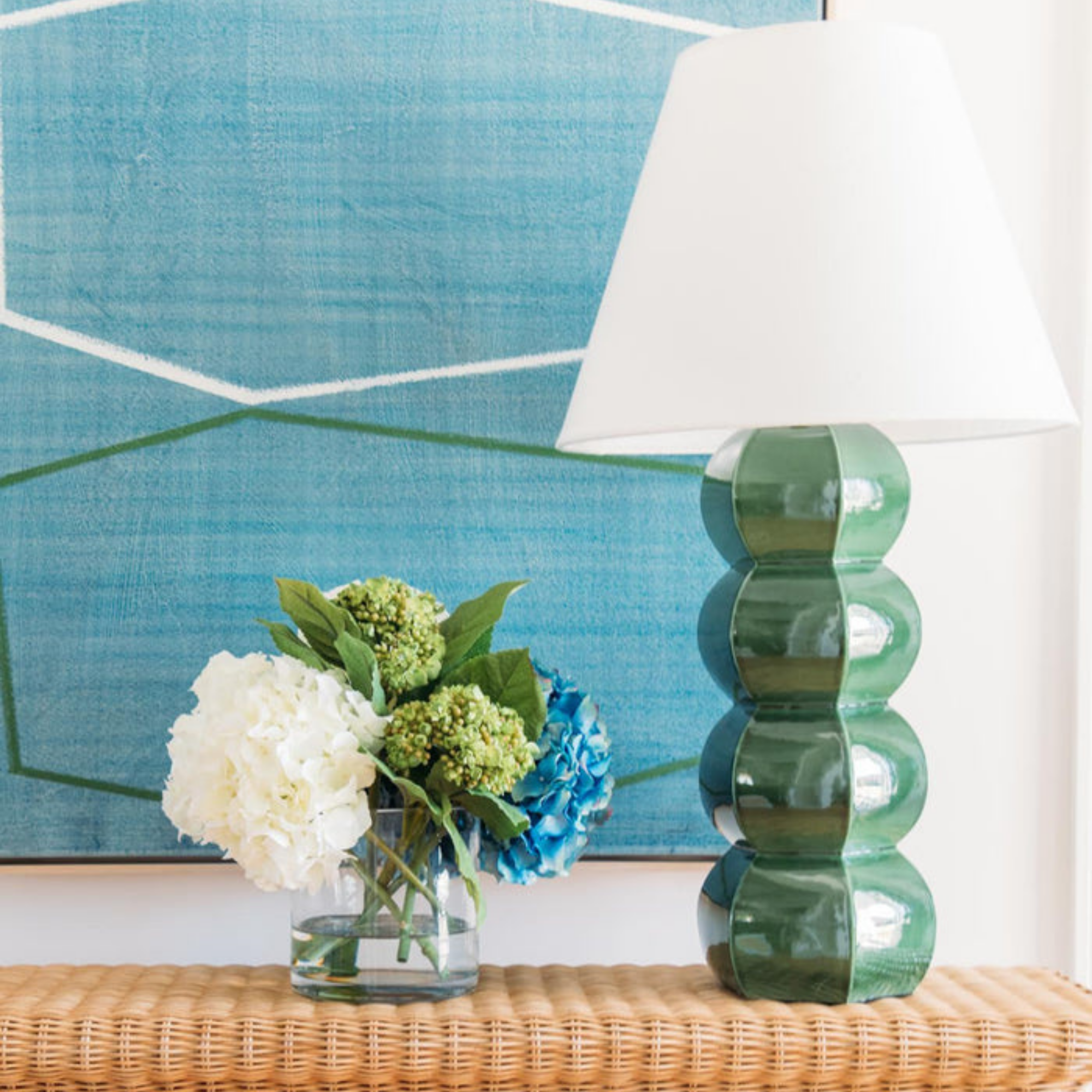 Mixed Hydrangea Bouquet in Glass Vase