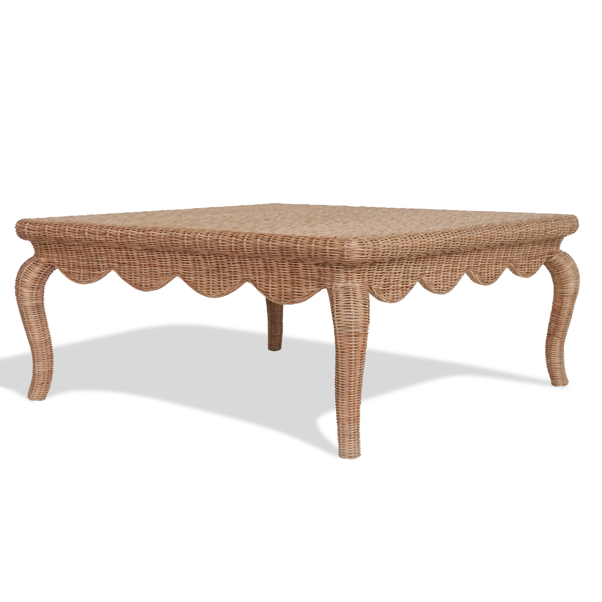 Amelia Scalloped Wicker Coffee Table - Square