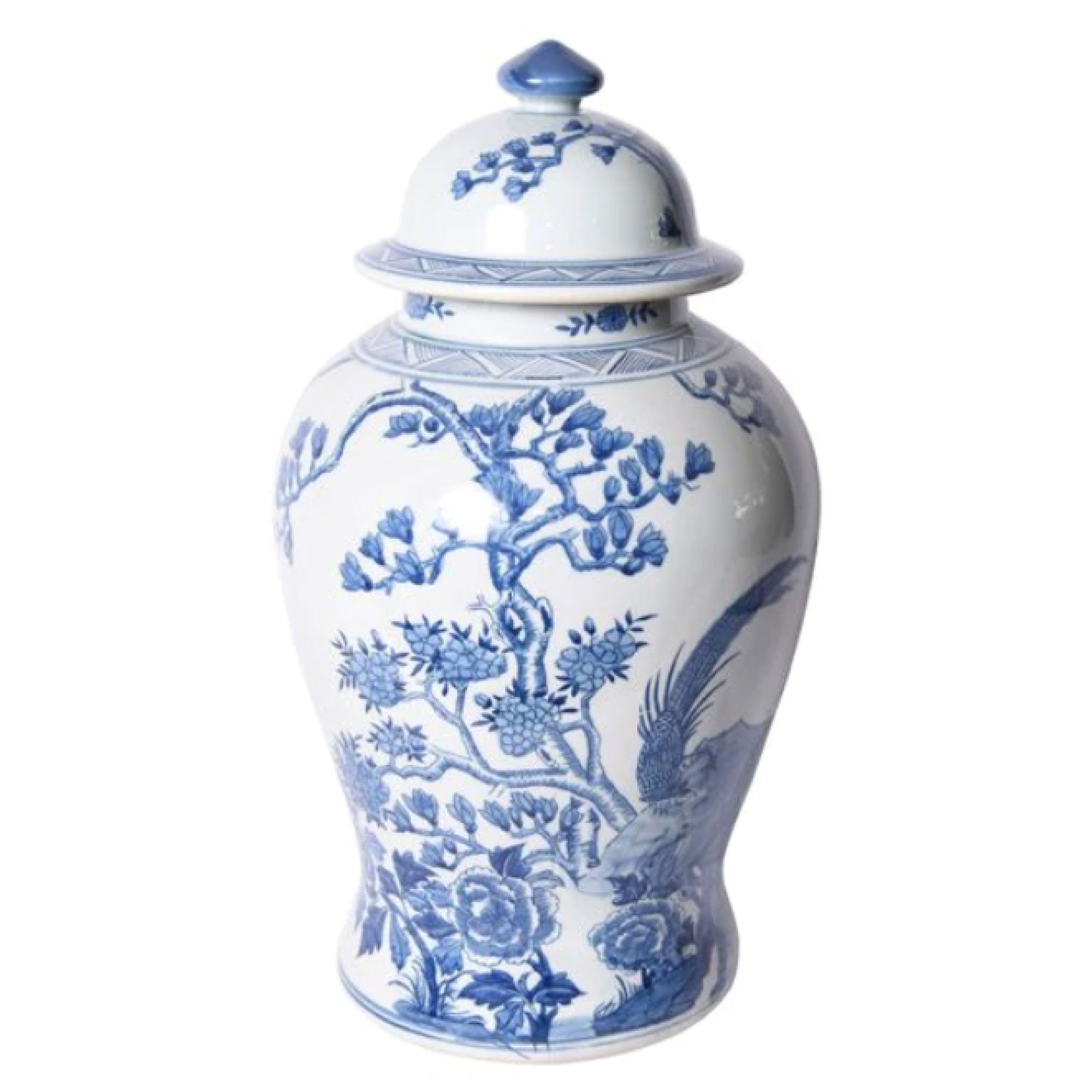 Blue and White Magnolia Temple Jar