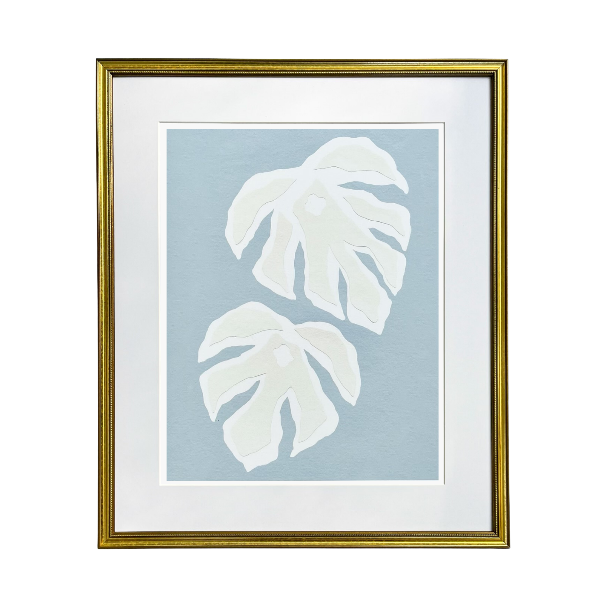 Blue Monstera Leaf Print by Kendal Blanchard Art