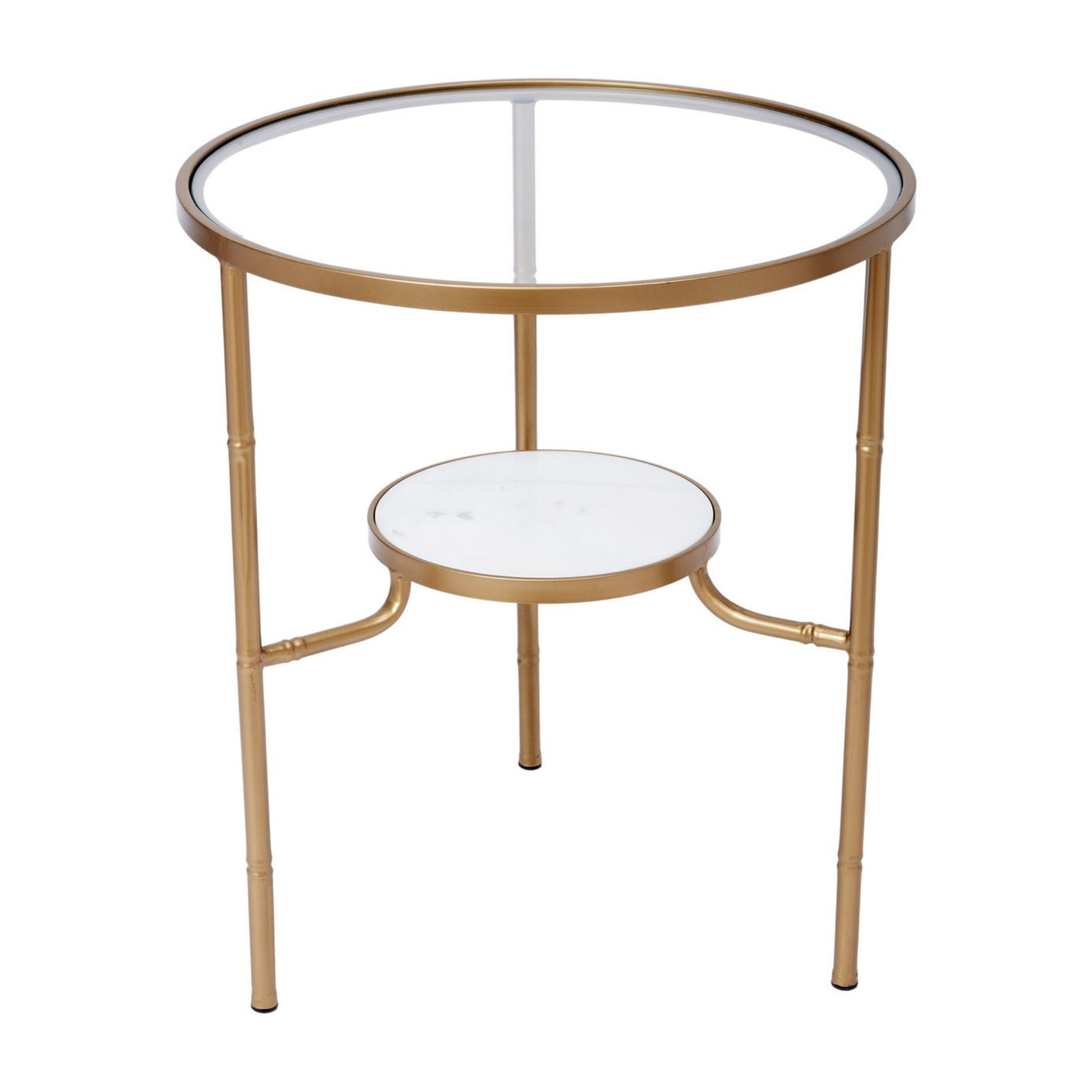 Somerville Gold and White Marble Accent Table