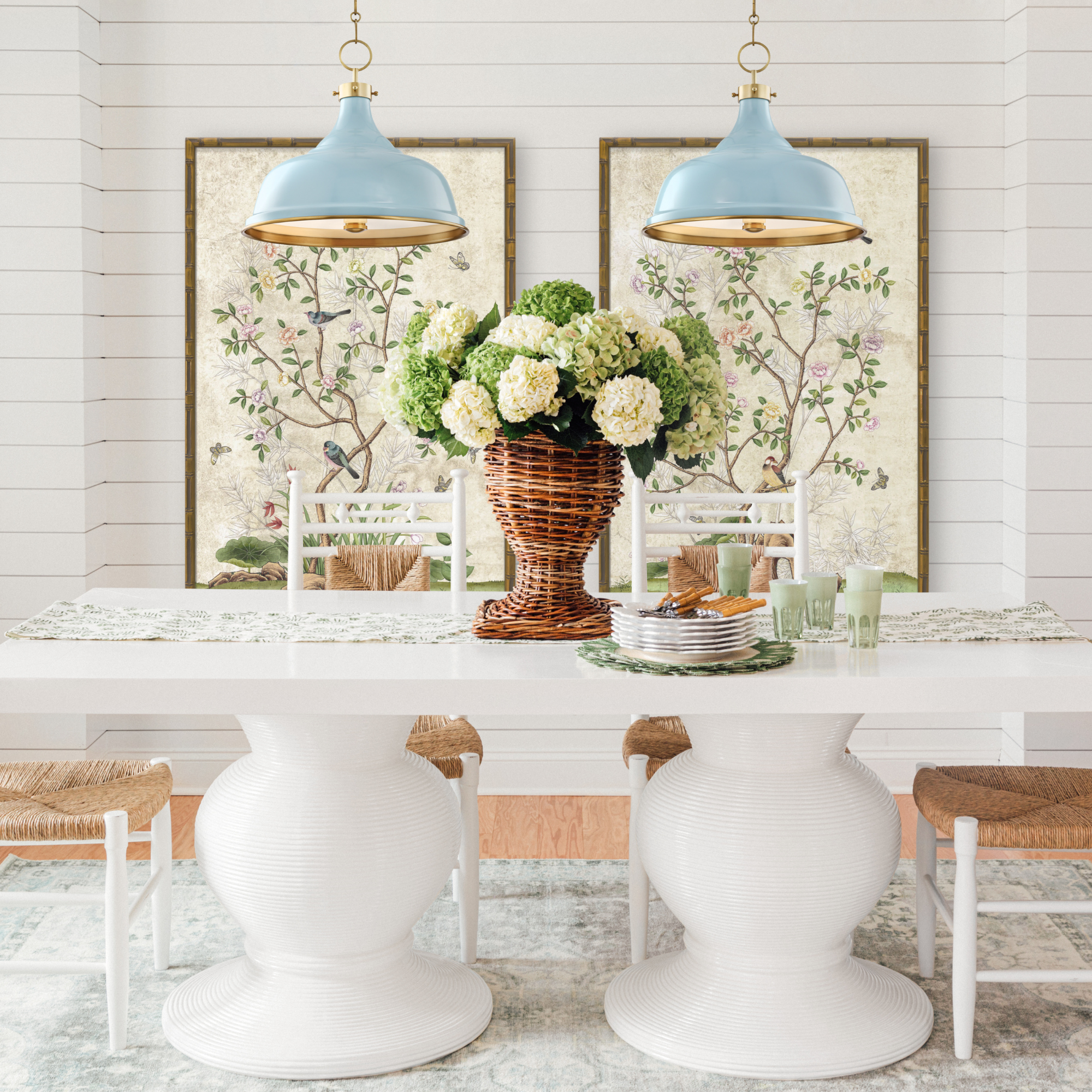 Painted No.1 Pendant in Blue