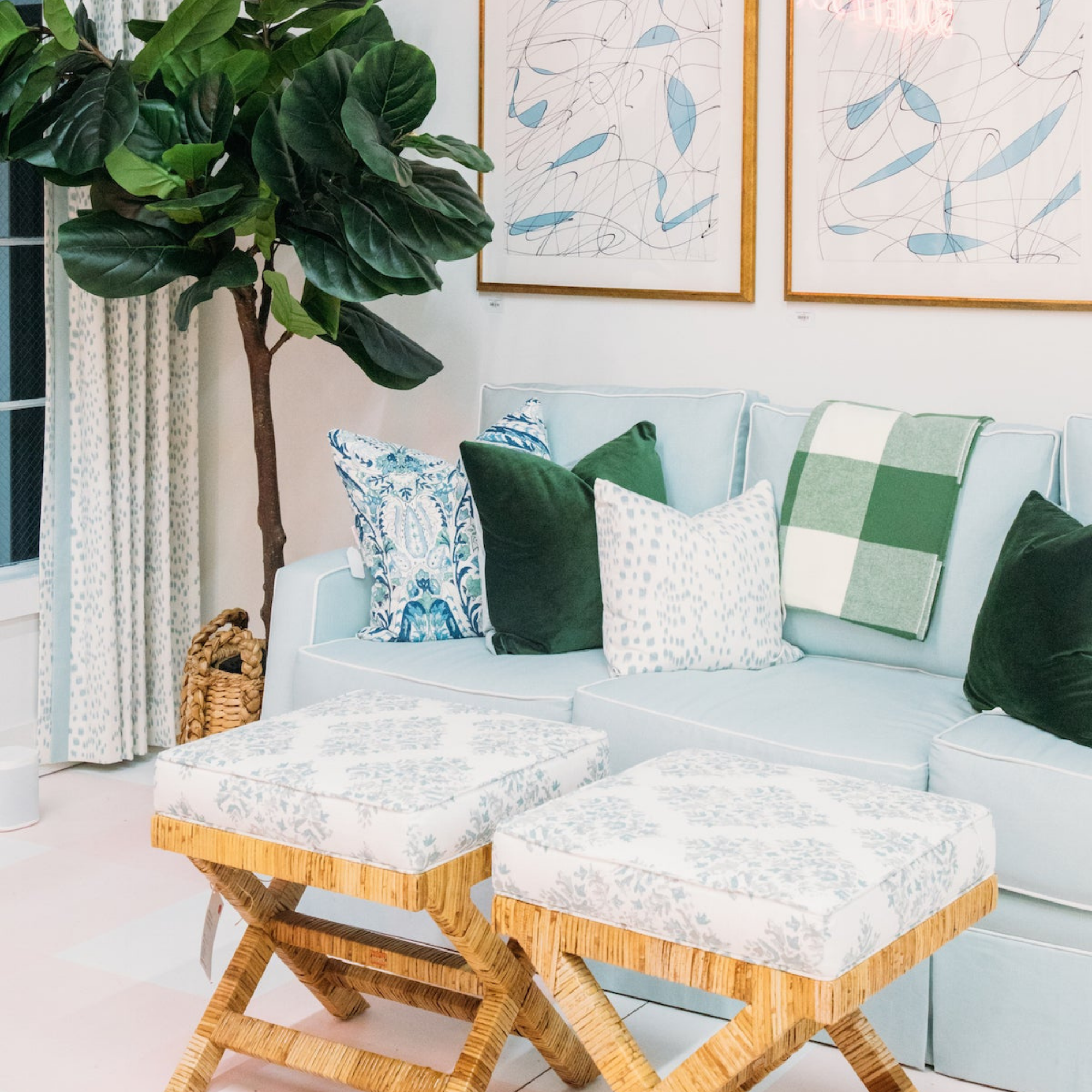 Olive Buffalo Check Throw