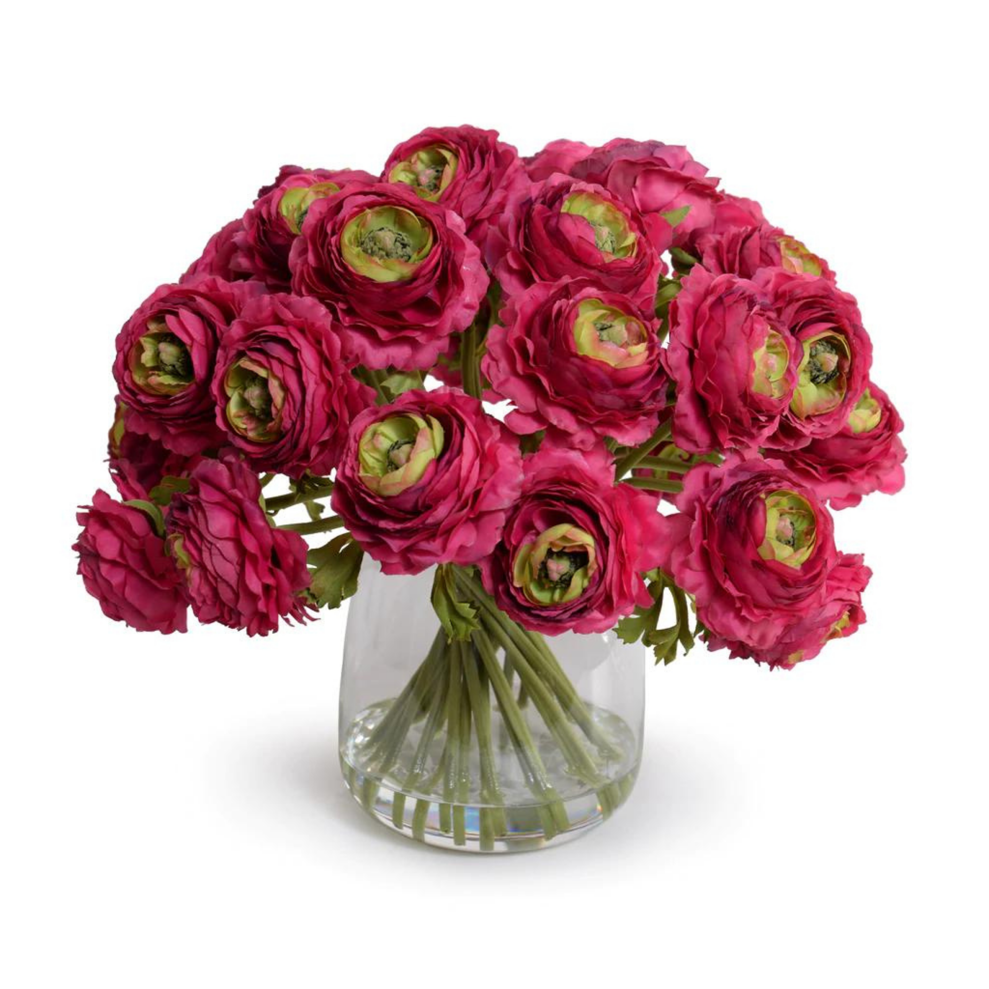 Fuchsia Ranunculus Bouquet in Glass Vase