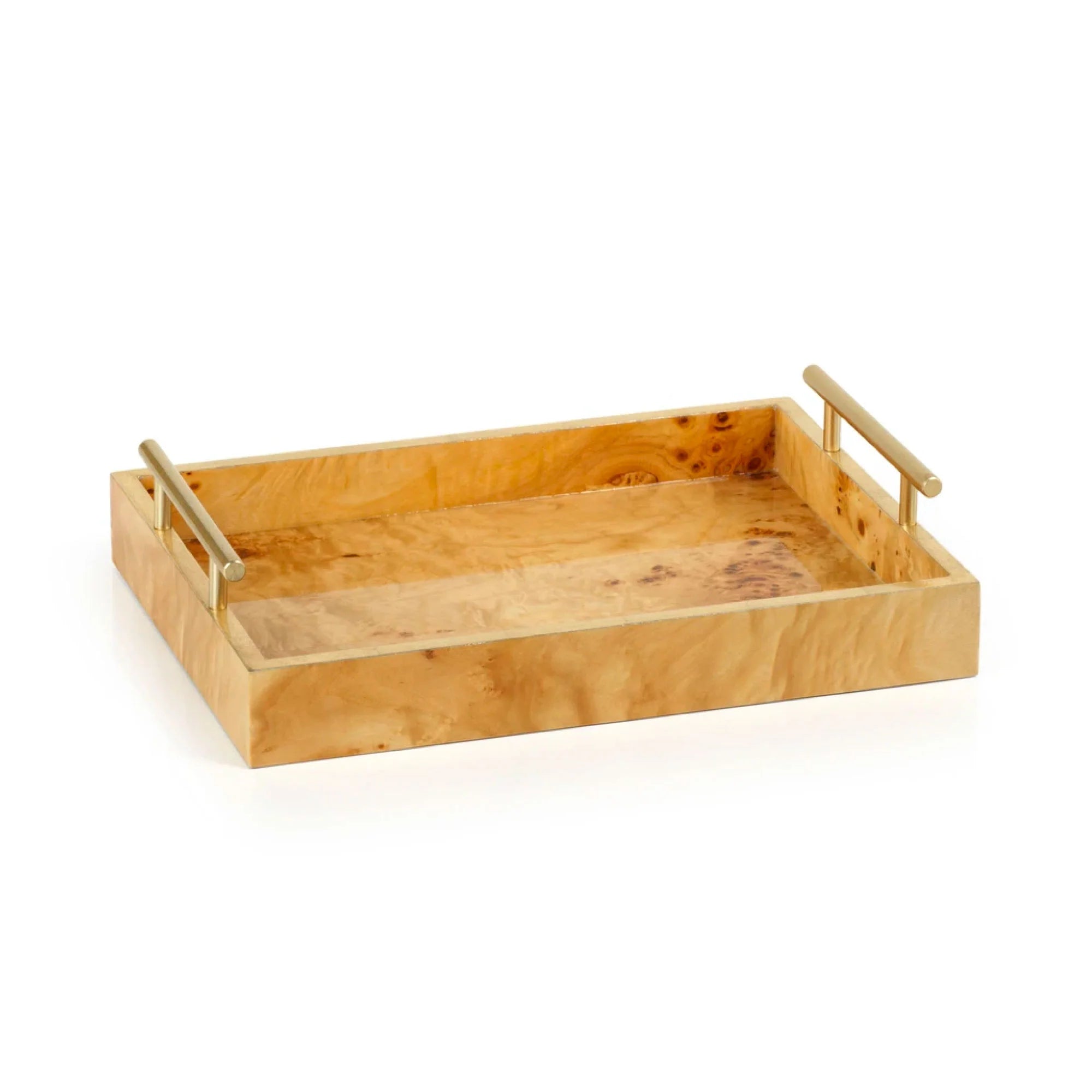 Burlwood and Gold Tray