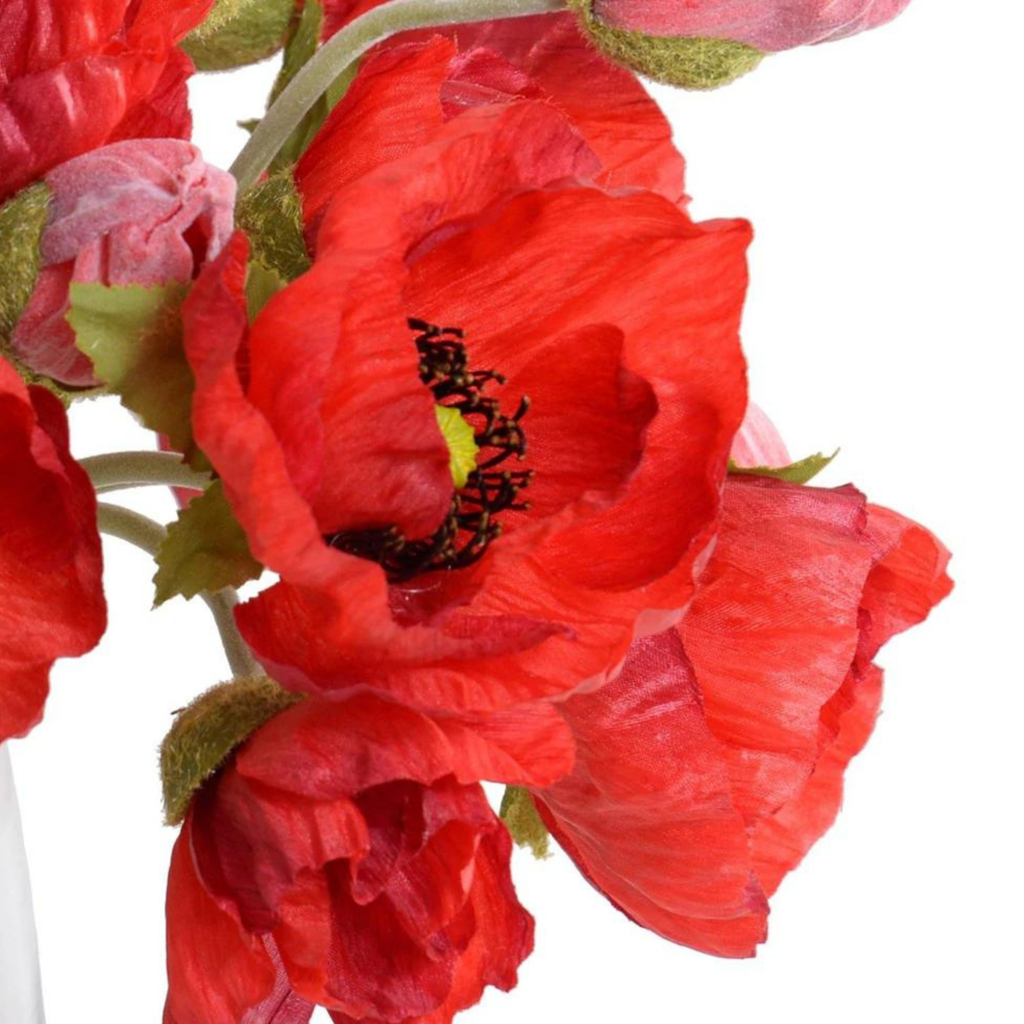 Poppy Bouquet in Glass Vase