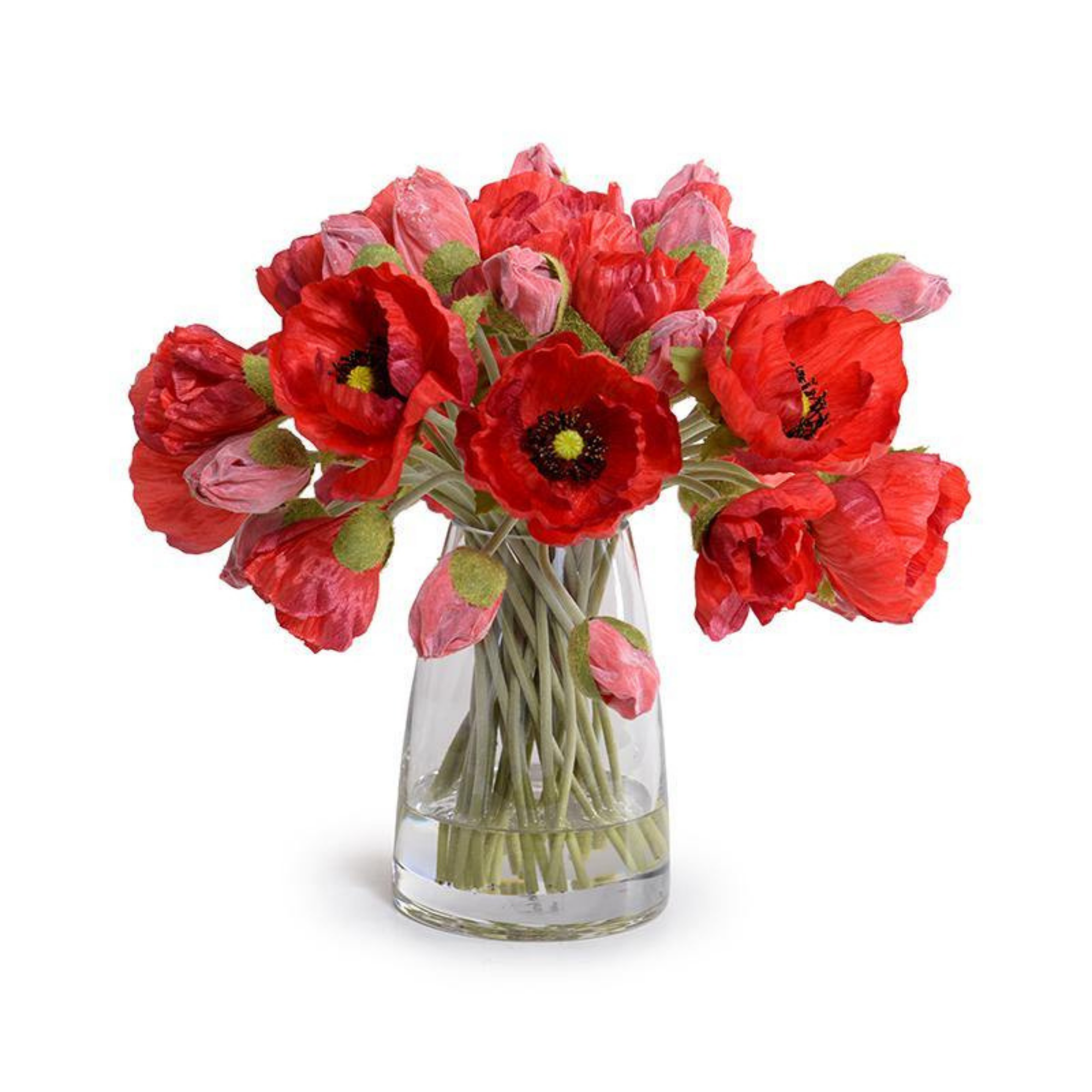 Poppy Bouquet in Glass Vase