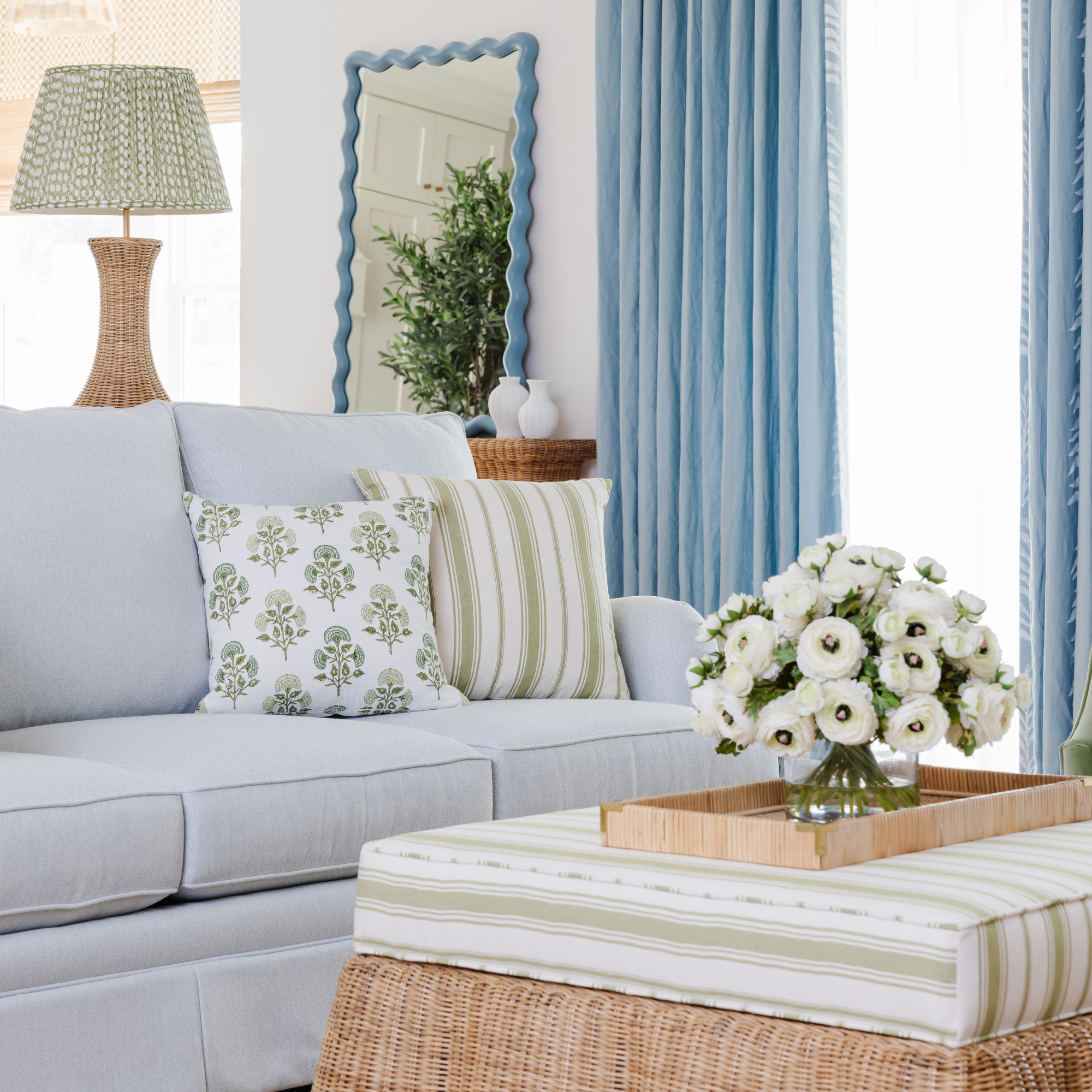 Cream Ranunculus Bouquet in Glass Vase