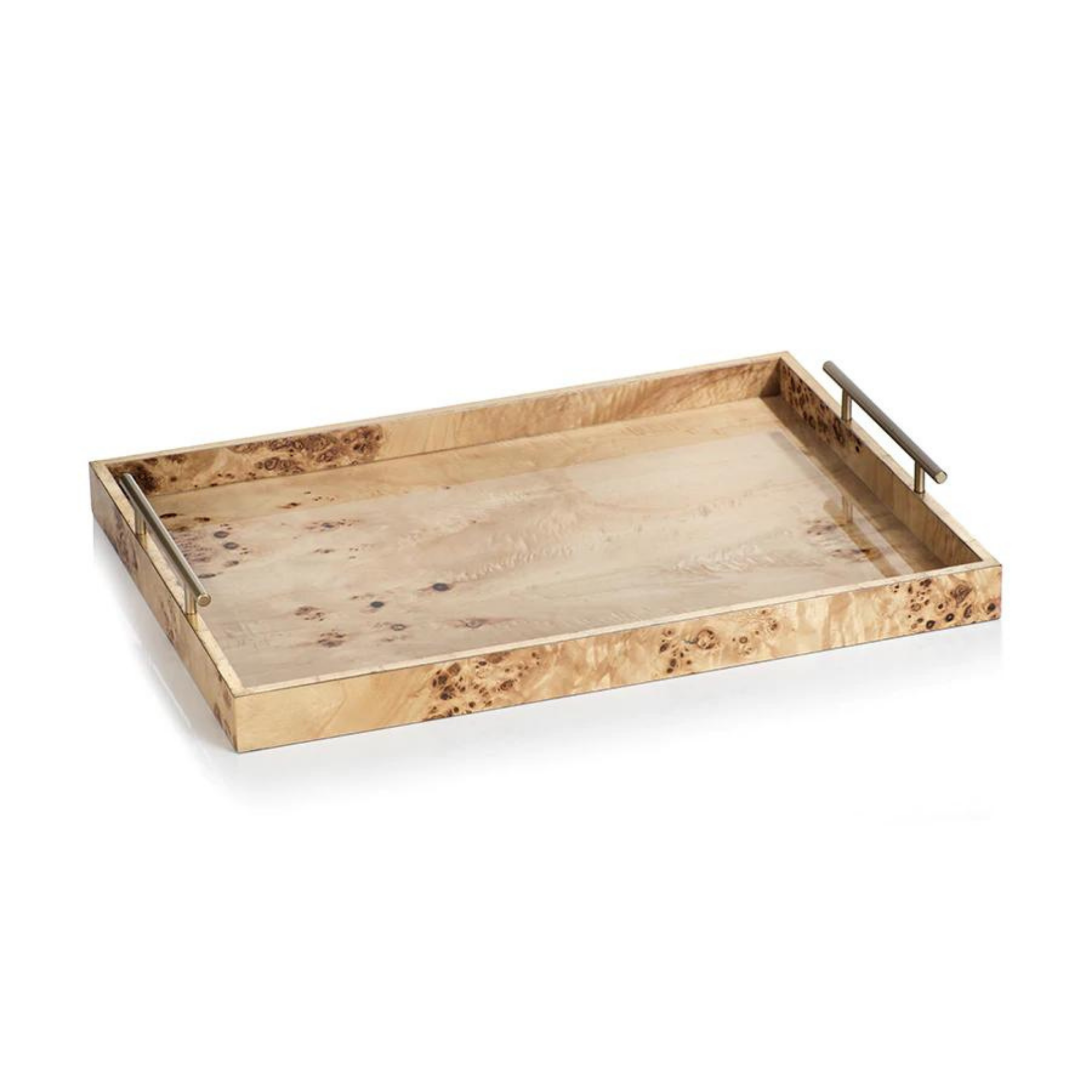 Rectangular Burlwood and Gold Tray