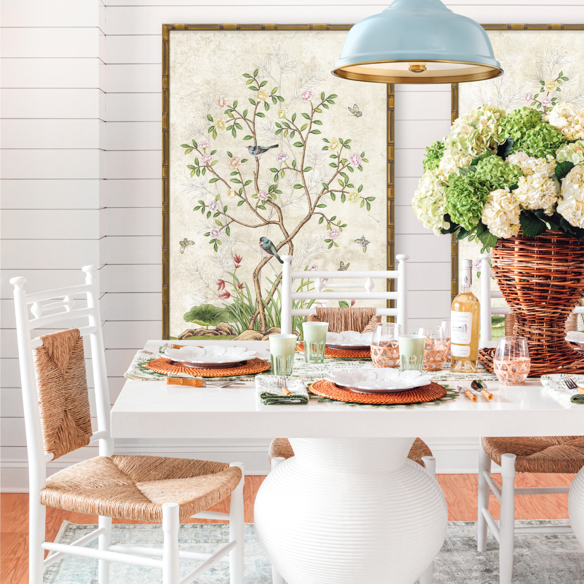Ribbed Rattan Pedestal Dining Table