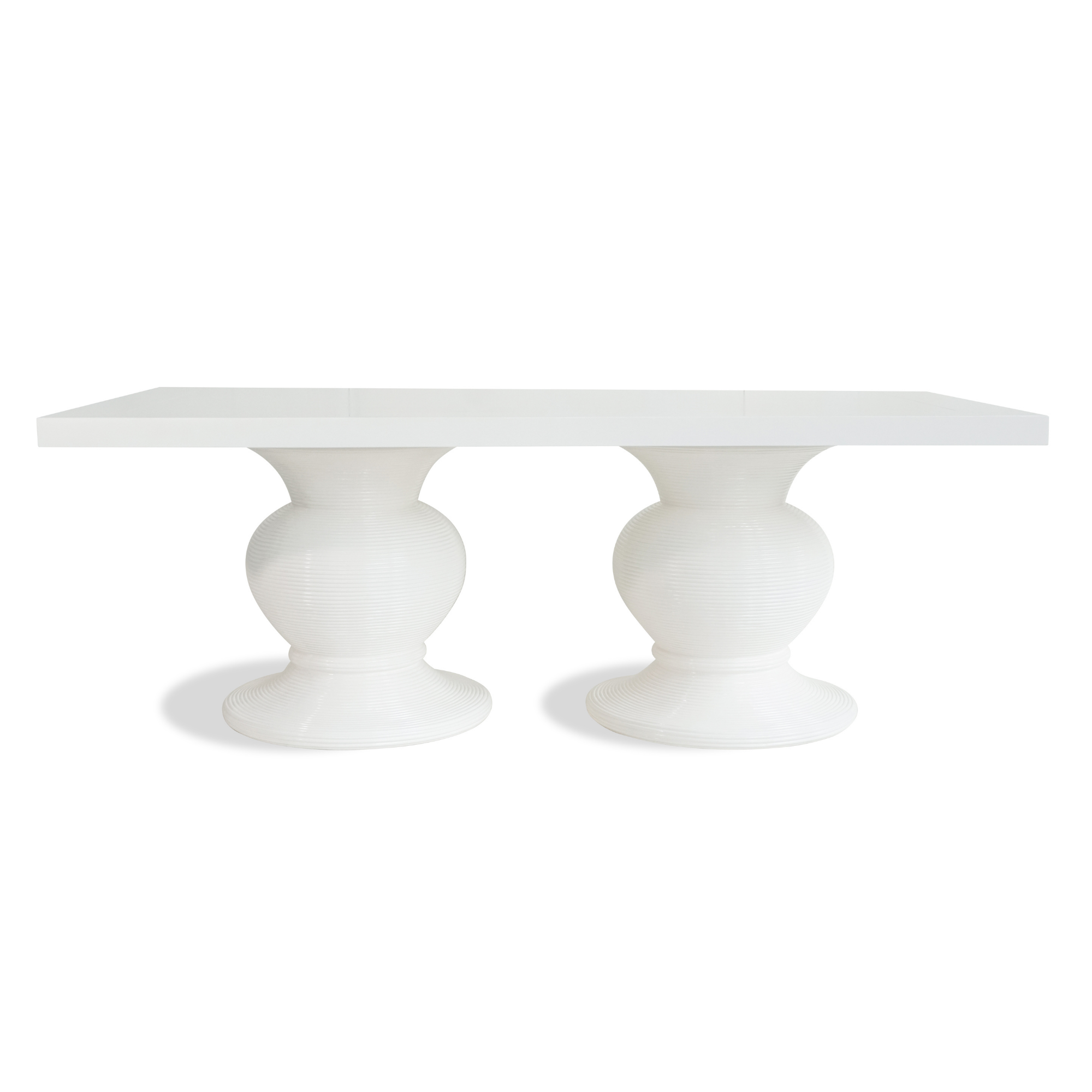 Ribbed Rattan Pedestal Dining Table