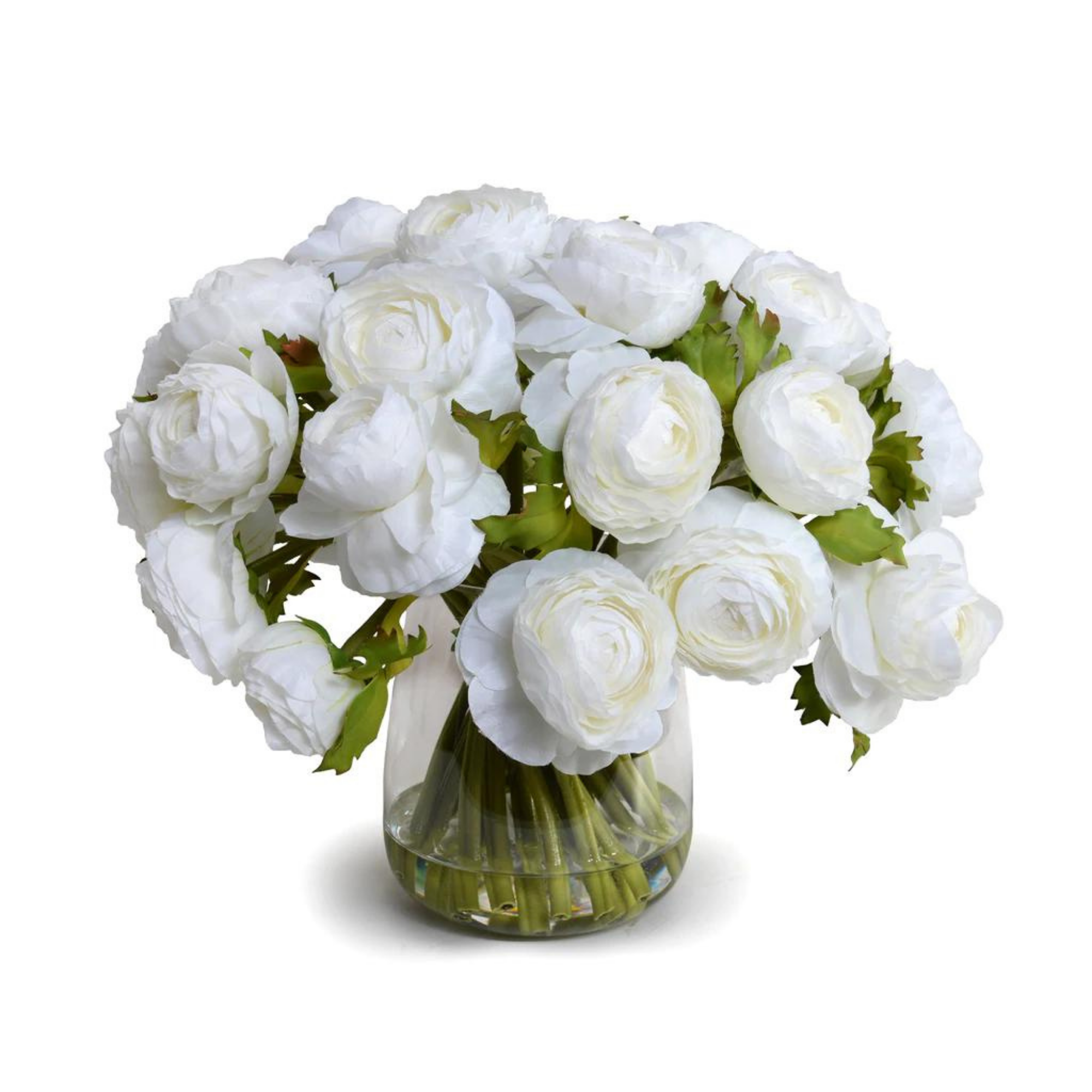 White Ranunculus Bouquet in Glass Vase